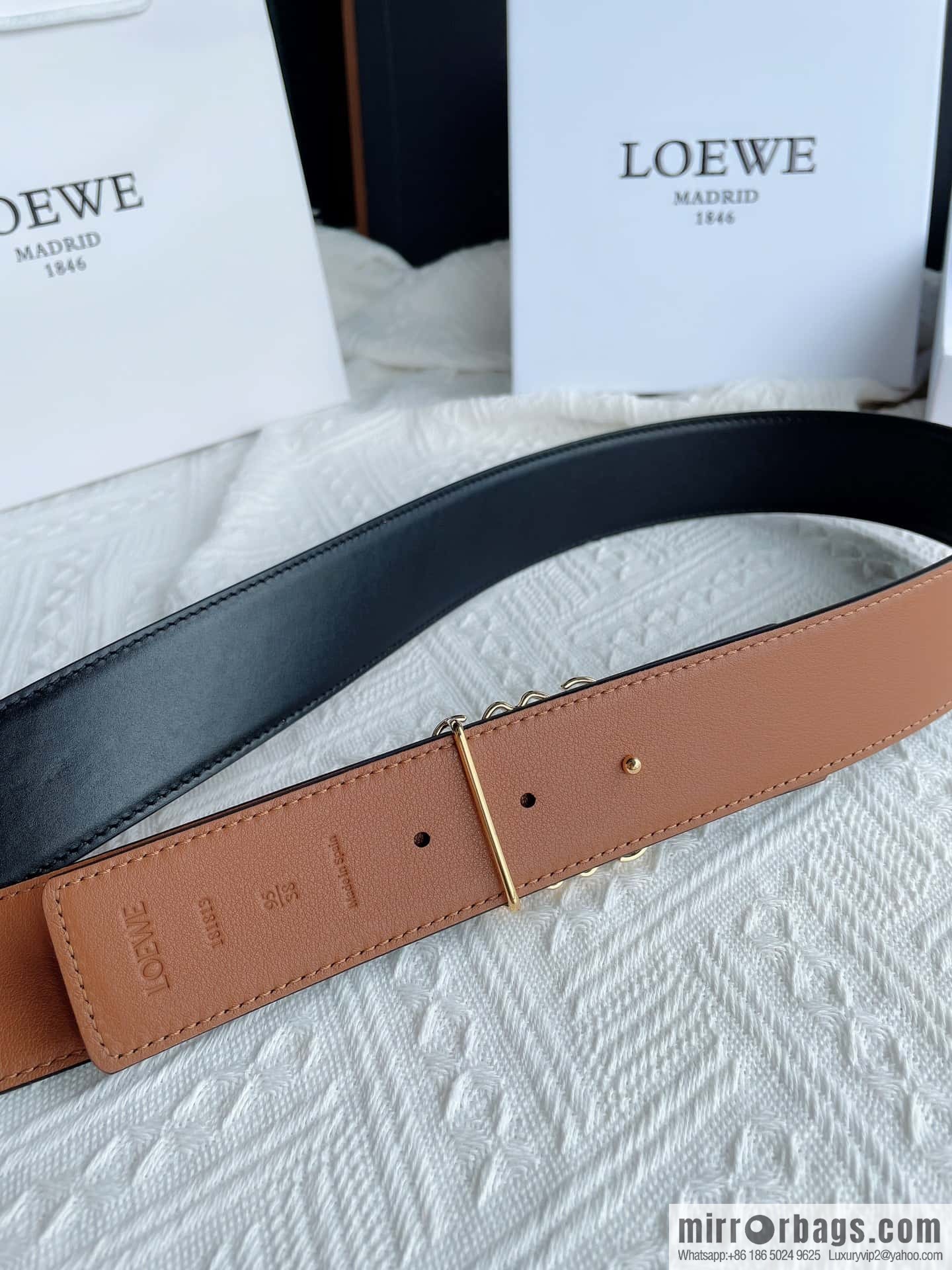 LOEWE, men's Spanish style, logo metal buckle 4.0CM belt