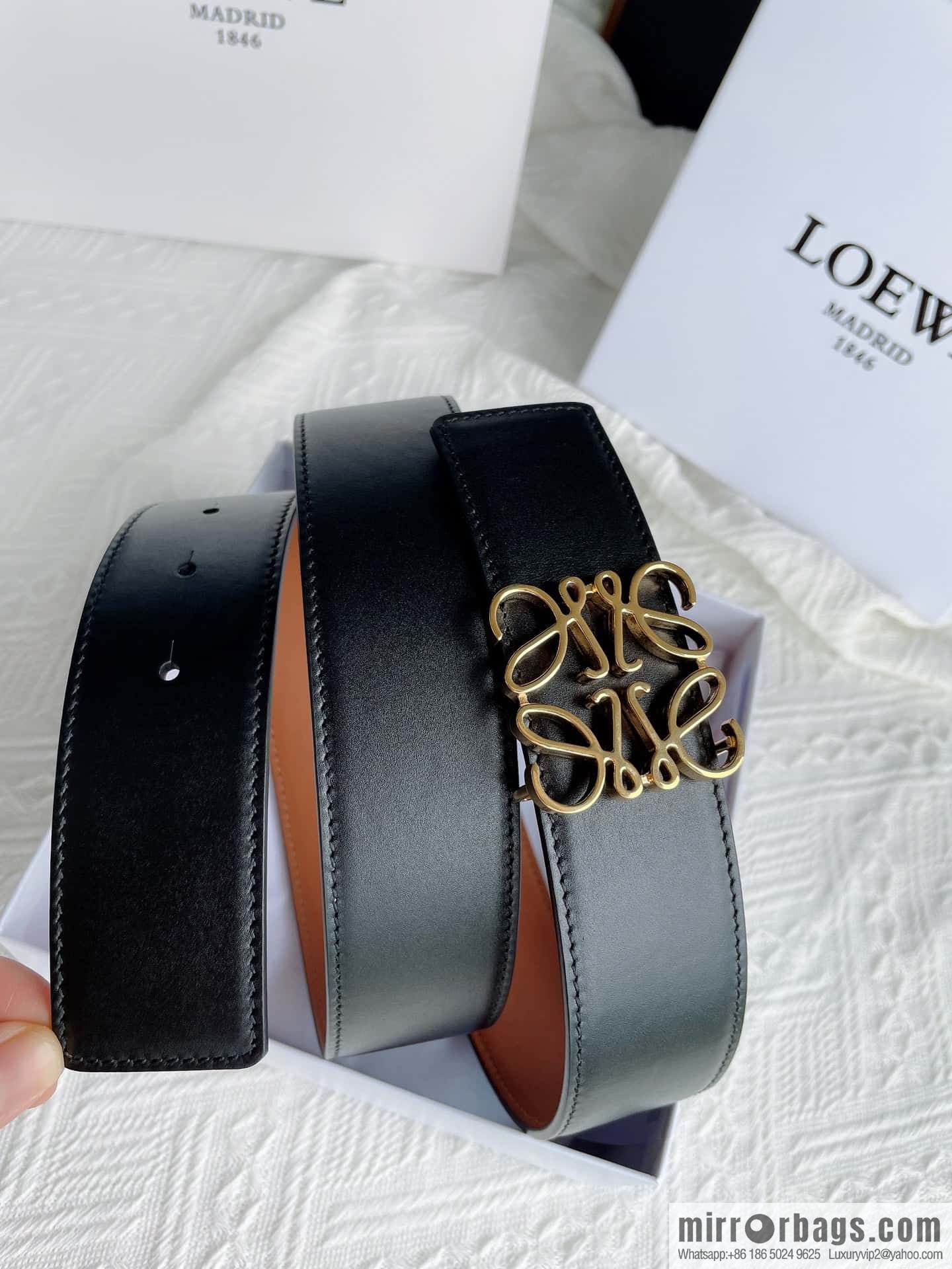LOEWE, men's Spanish style, logo metal buckle 4.0CM belt