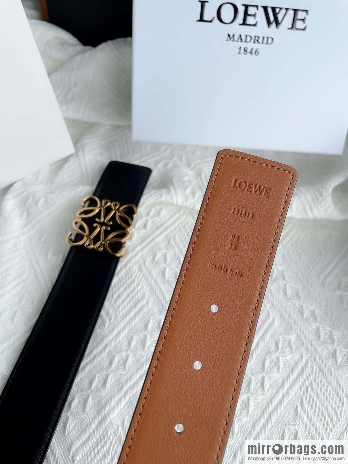 LOEWE, men's Spanish style, logo metal buckle 4.0CM belt