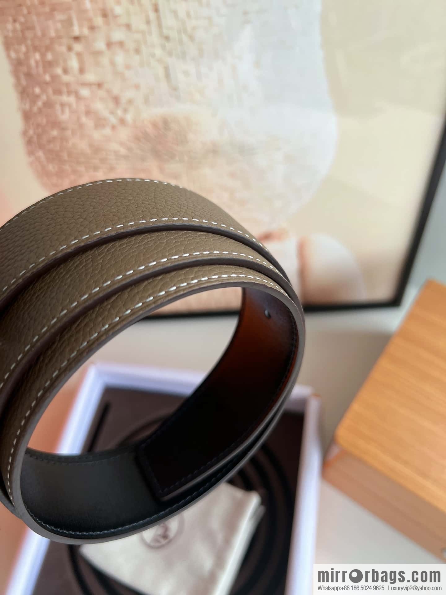 Hermes Togo Leather Double Sided Leather 38mm Belt