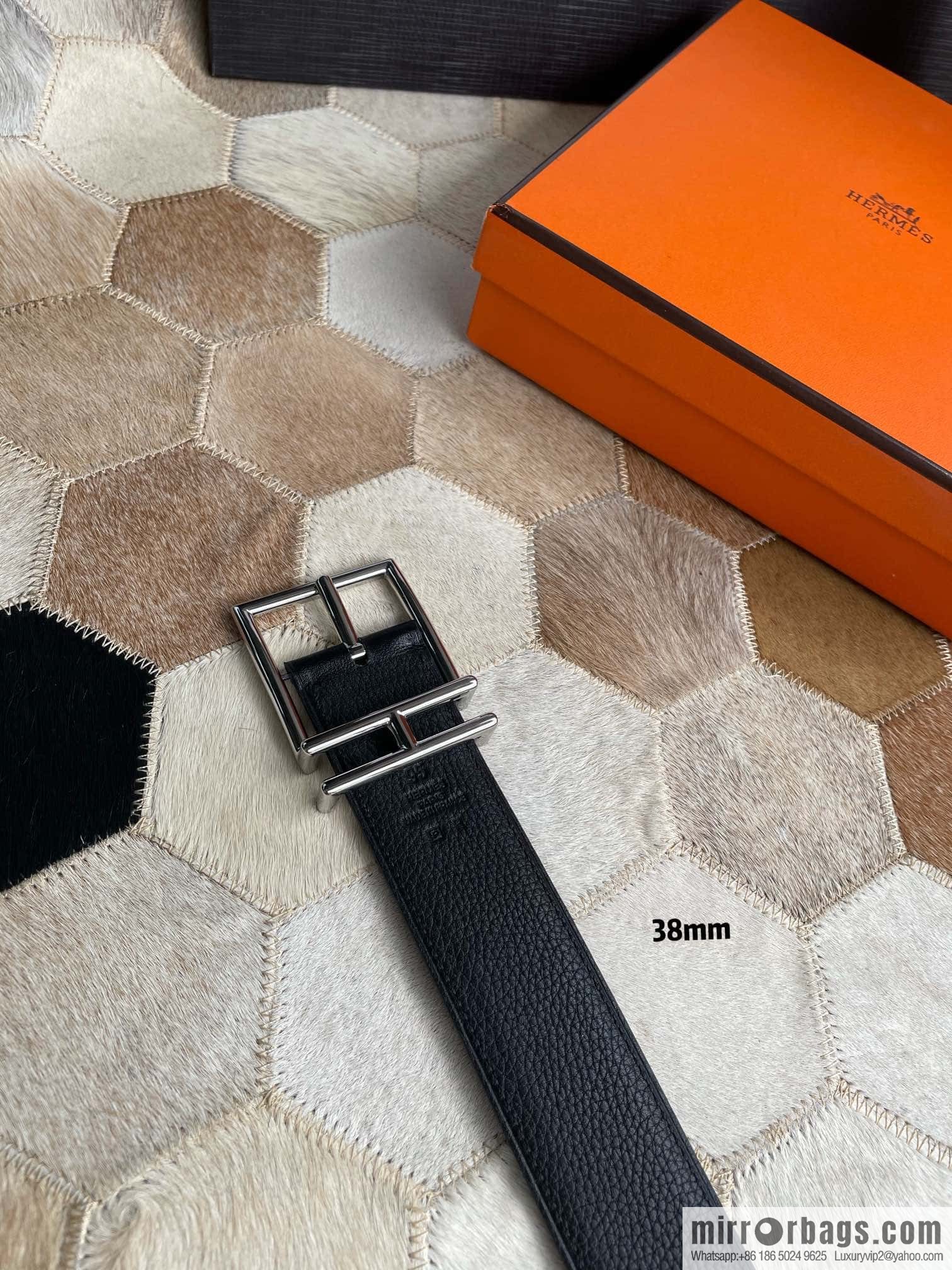 Hermes Hermes Hathan Width: 40mm Palladium Plated/Gold Plated Buckle Double Sided Belt