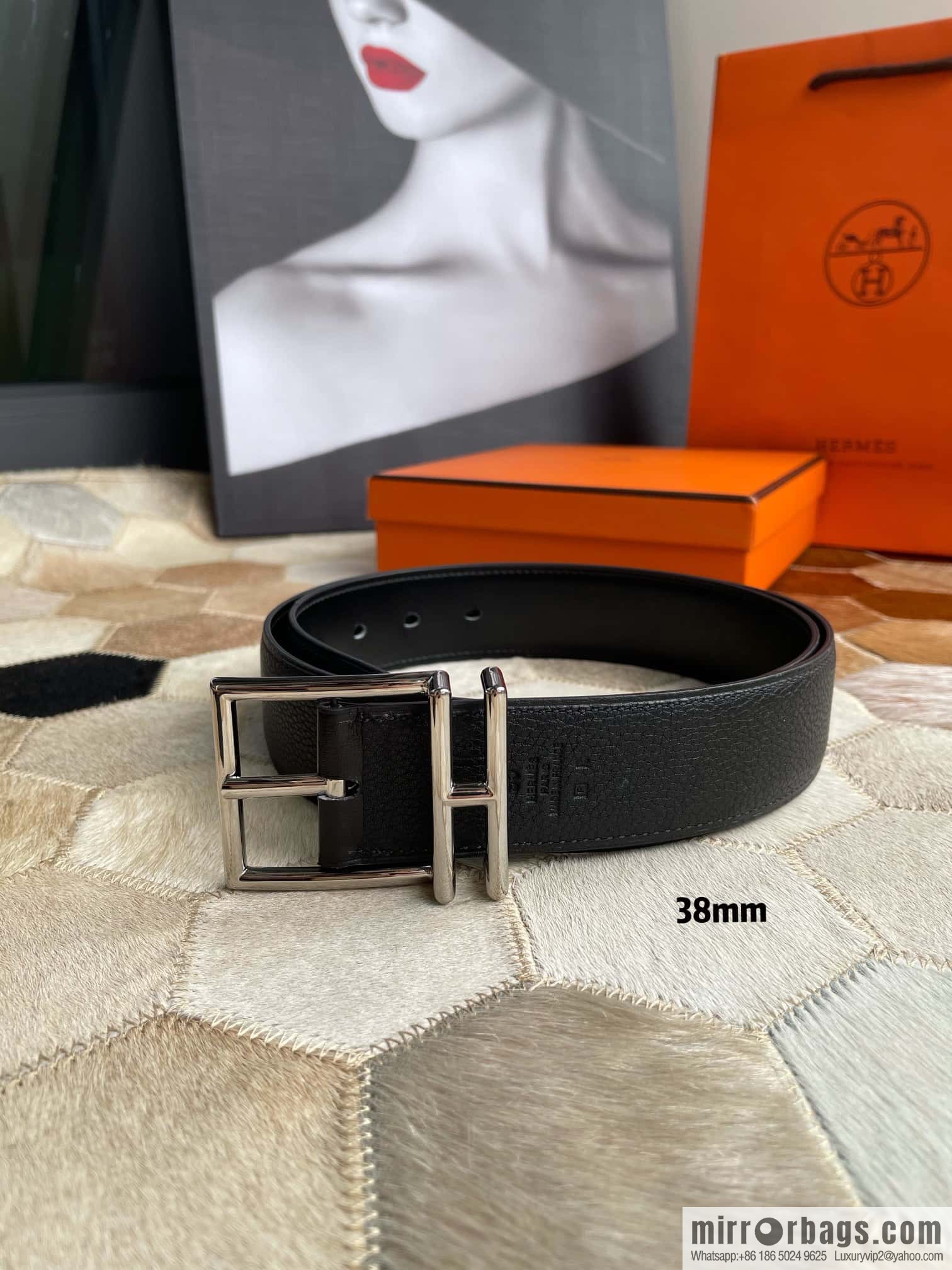 Hermes Hermes Hathan Width: 40mm Palladium Plated/Gold Plated Buckle Double Sided Belt