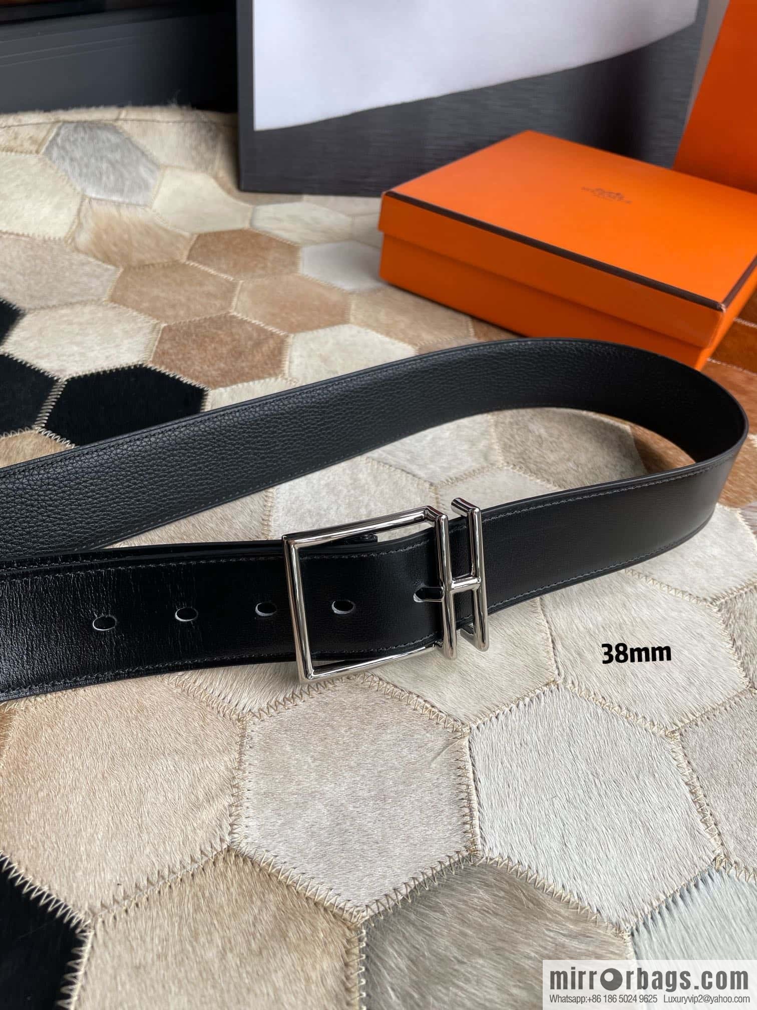Hermes Hermes Hathan Width: 40mm Palladium Plated/Gold Plated Buckle Double Sided Belt