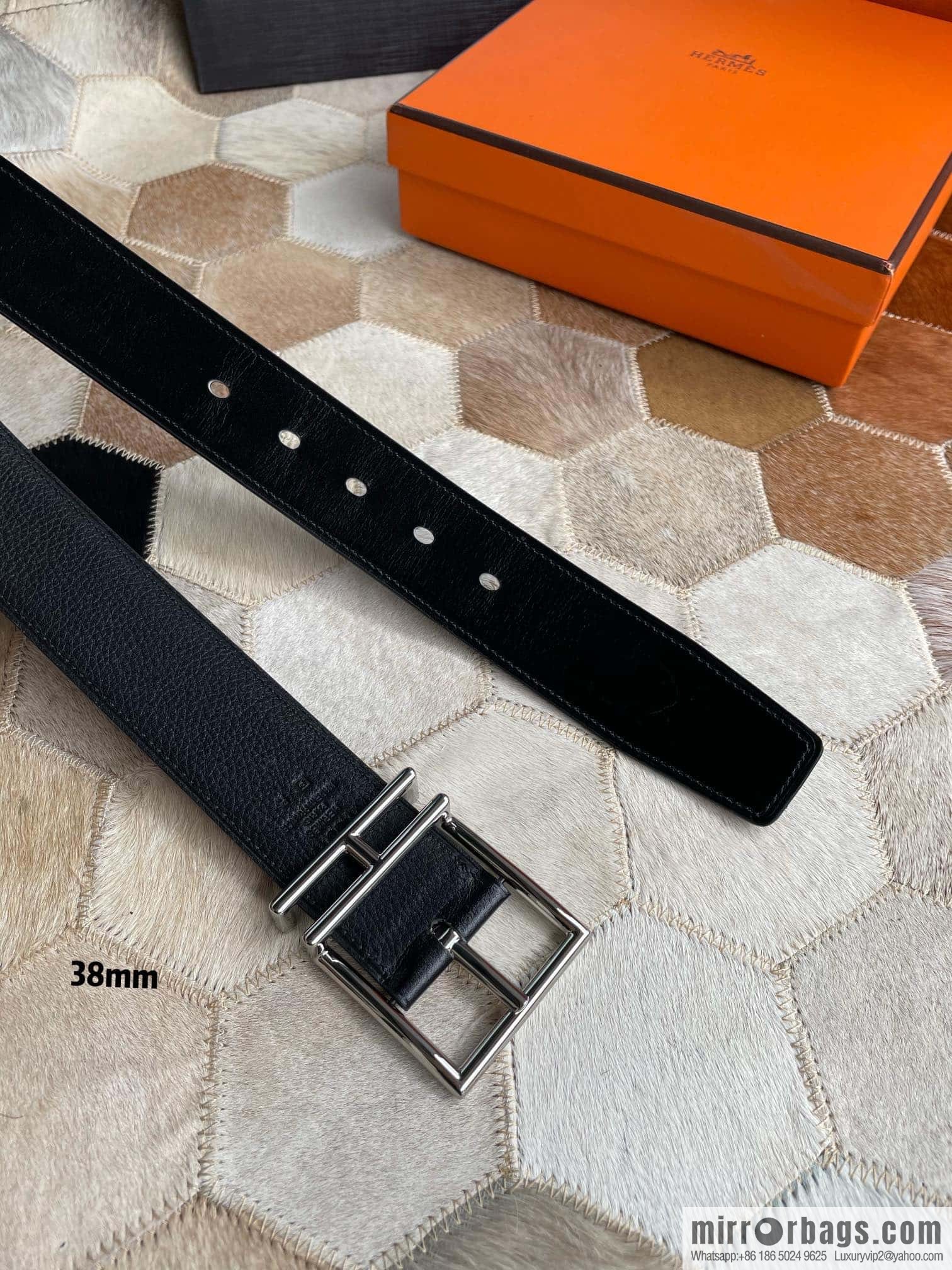 Hermes Hermes Hathan Width: 40mm Palladium Plated/Gold Plated Buckle Double Sided Belt