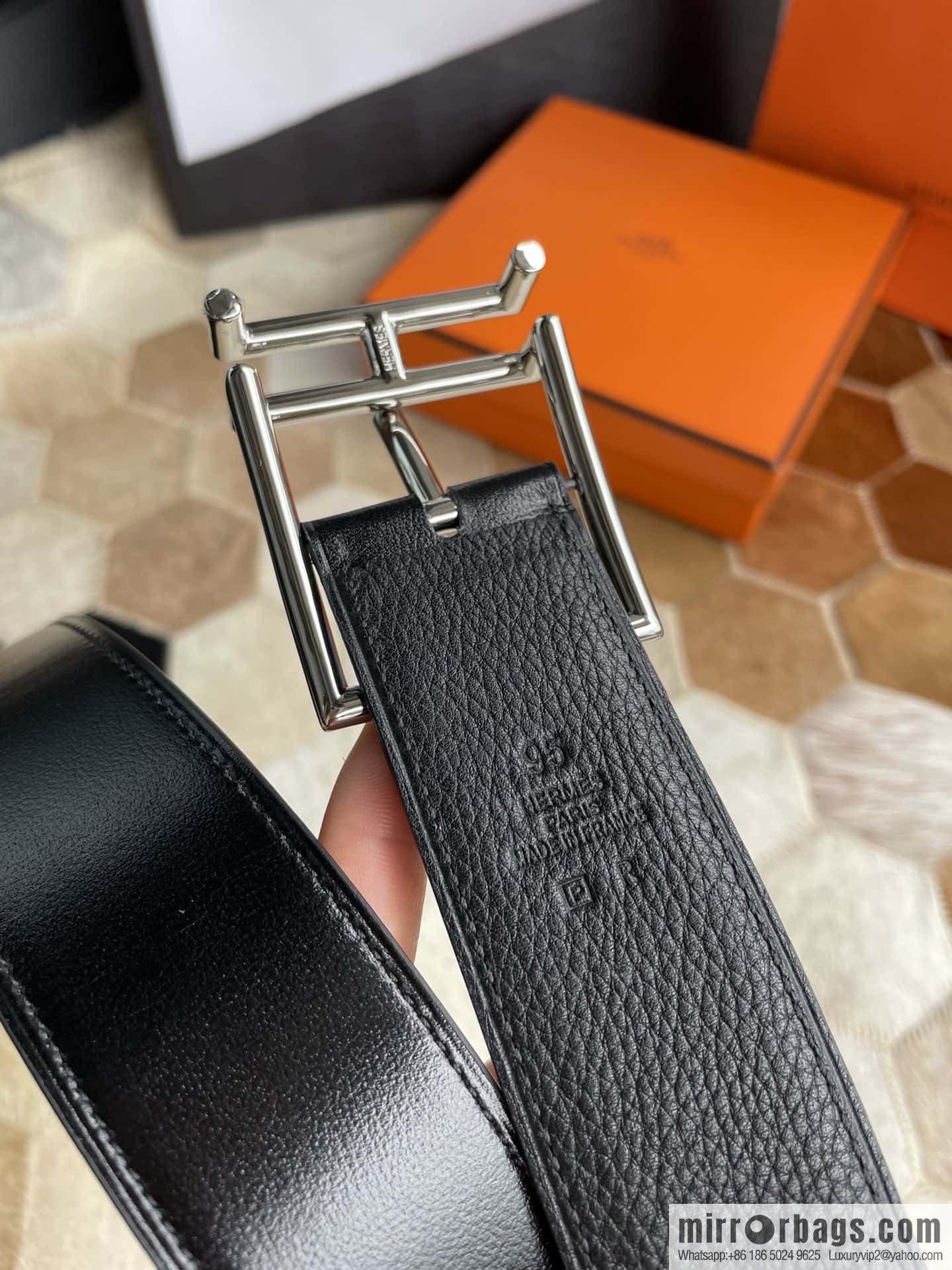 Hermes Hermes Hathan Width: 40mm Palladium Plated/Gold Plated Buckle Double Sided Belt