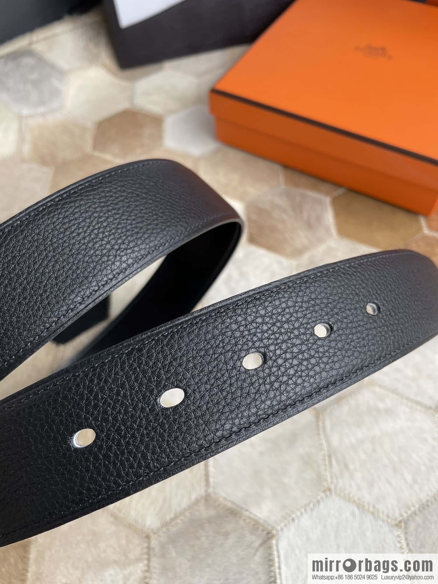 Hermes Hermes Hathan Width: 40mm Palladium Plated/Gold Plated Buckle Double Sided Belt