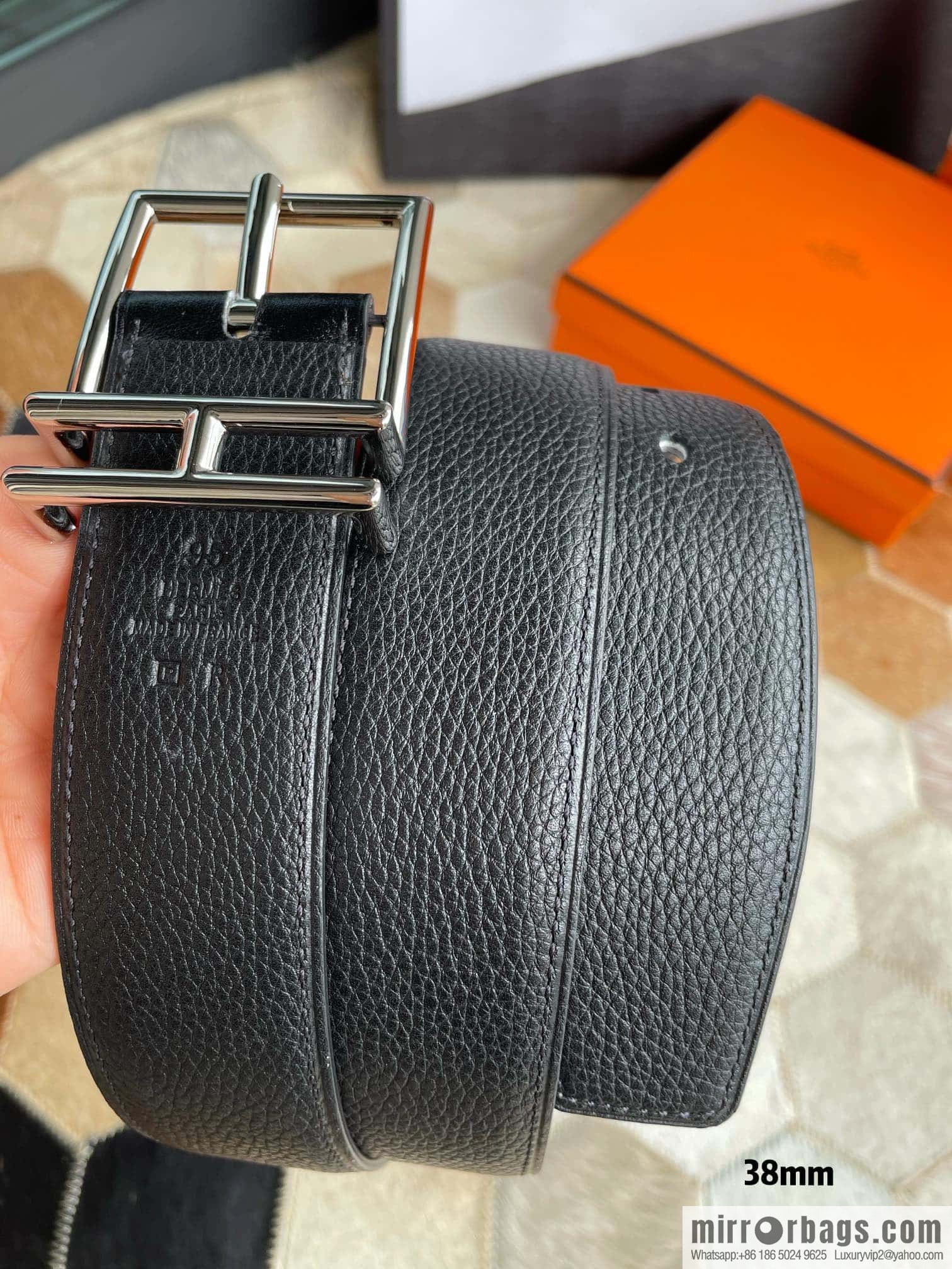 Hermes Hermes Hathan Width: 40mm Palladium Plated/Gold Plated Buckle Double Sided Belt