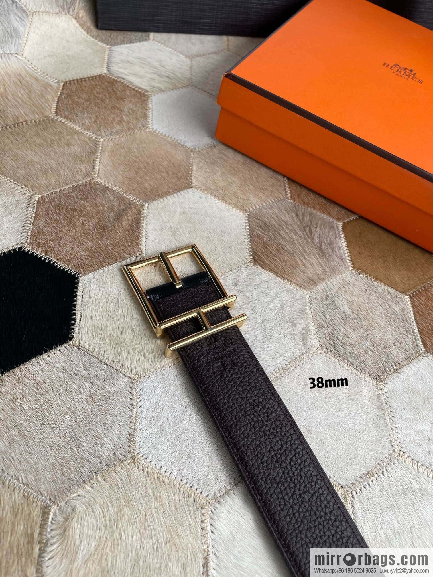 Hermes Hermes Hathan Width: 40mm Palladium Plated/Gold Plated Buckle Double Sided Belt