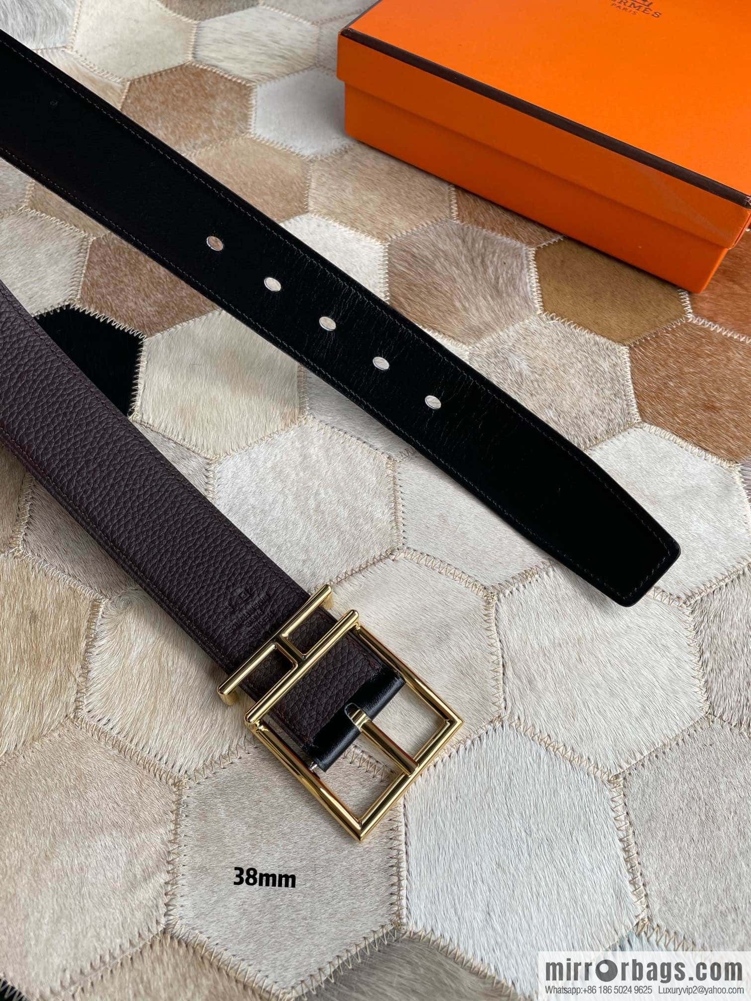 Hermes Hermes Hathan Width: 40mm Palladium Plated/Gold Plated Buckle Double Sided Belt