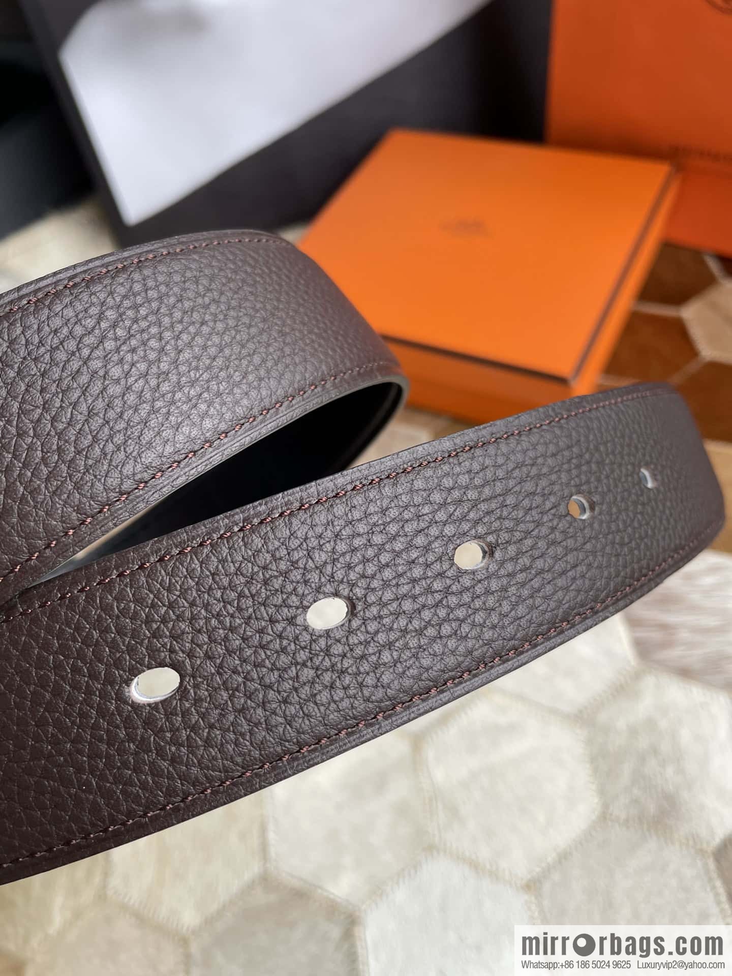 Hermes Hermes Hathan Width: 40mm Palladium Plated/Gold Plated Buckle Double Sided Belt