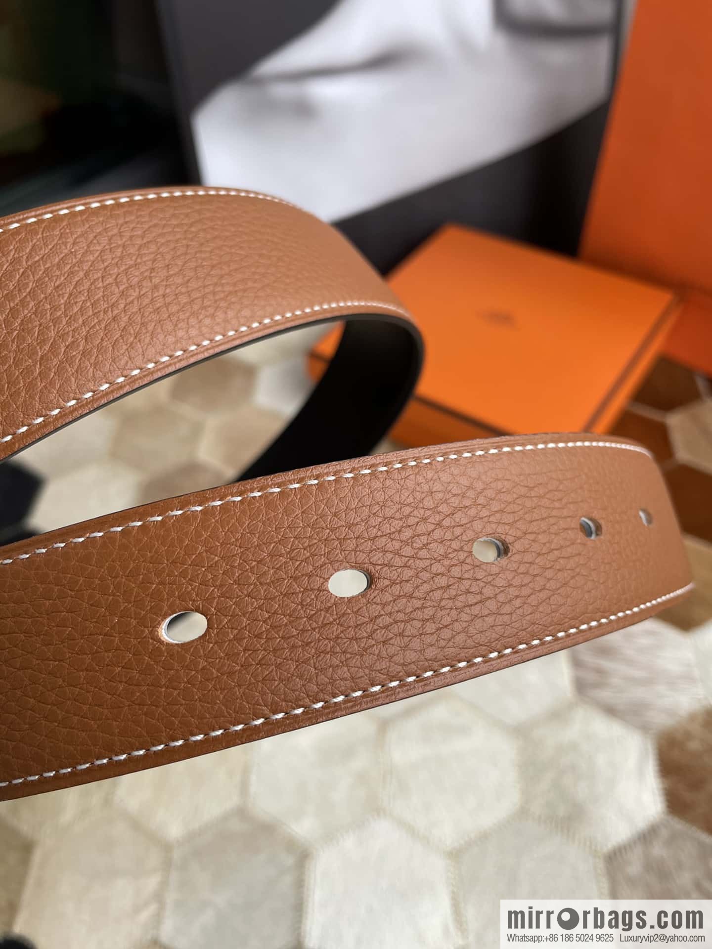 Hermes Hermes Hathan Width: 40mm Palladium Plated/Gold Plated Buckle Double Sided Belt