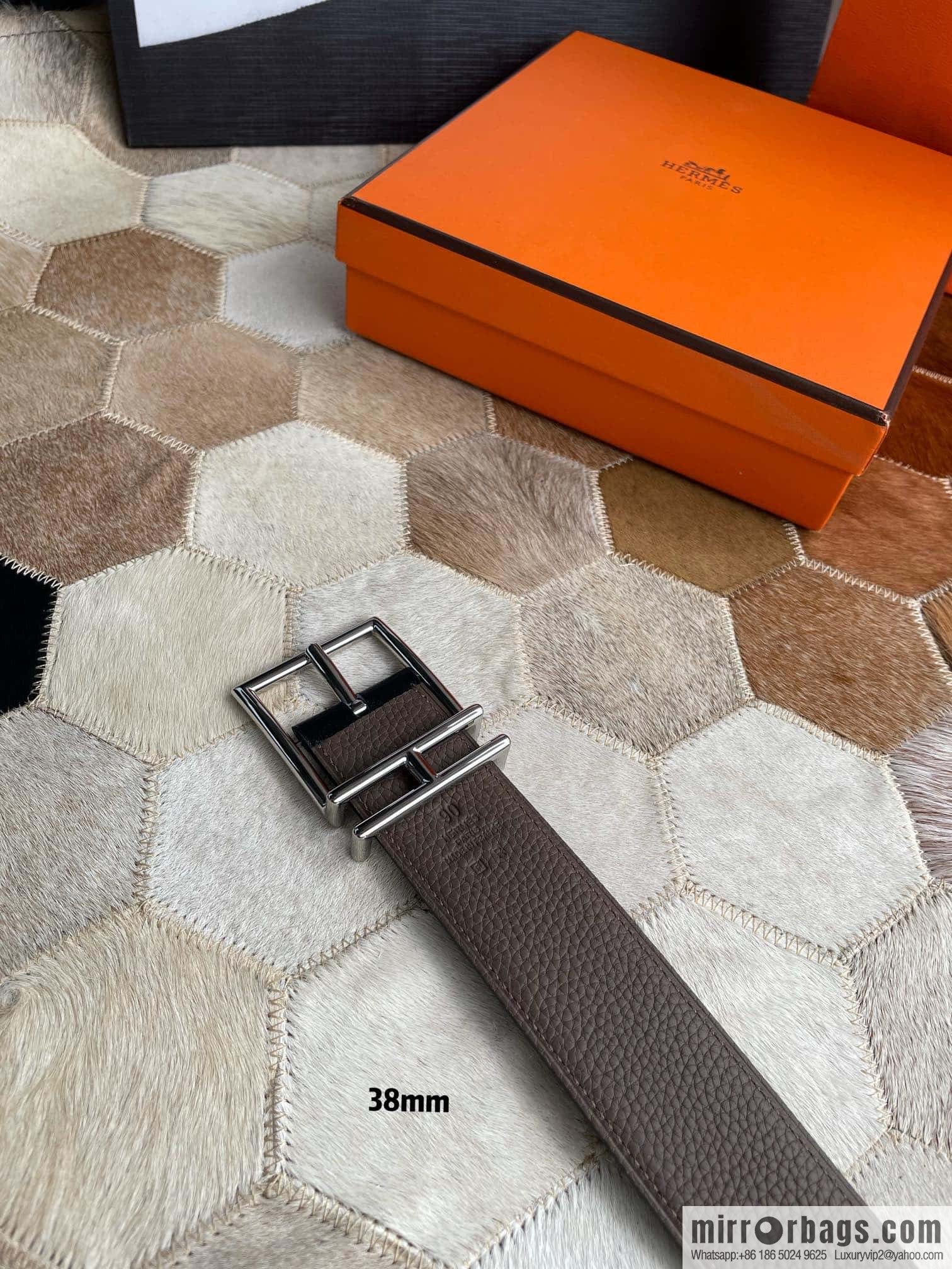 Hermes Hermes Hathan Width: 40mm Palladium Plated/Gold Plated Buckle Double Sided Belt