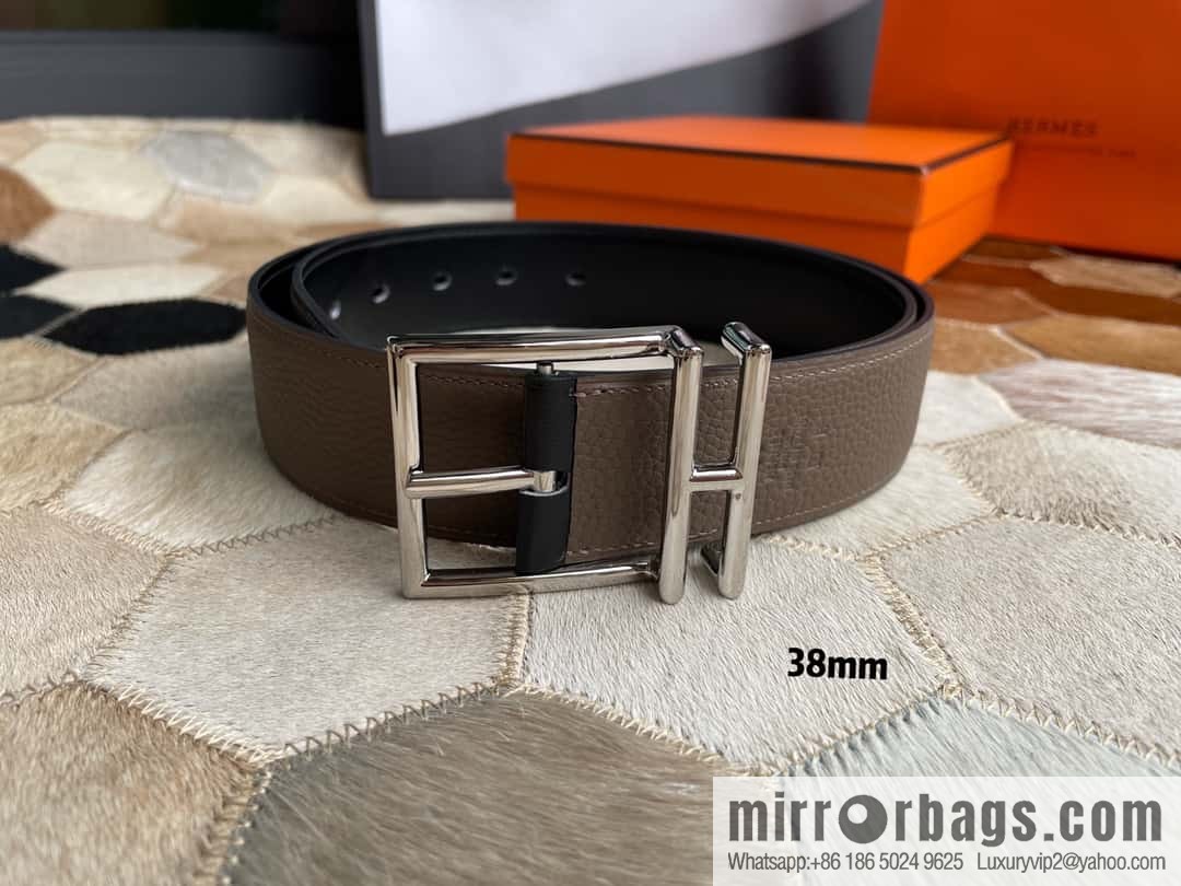 Hermes Hermes Hathan Width: 40mm Palladium Plated/Gold Plated Buckle Double Sided Belt