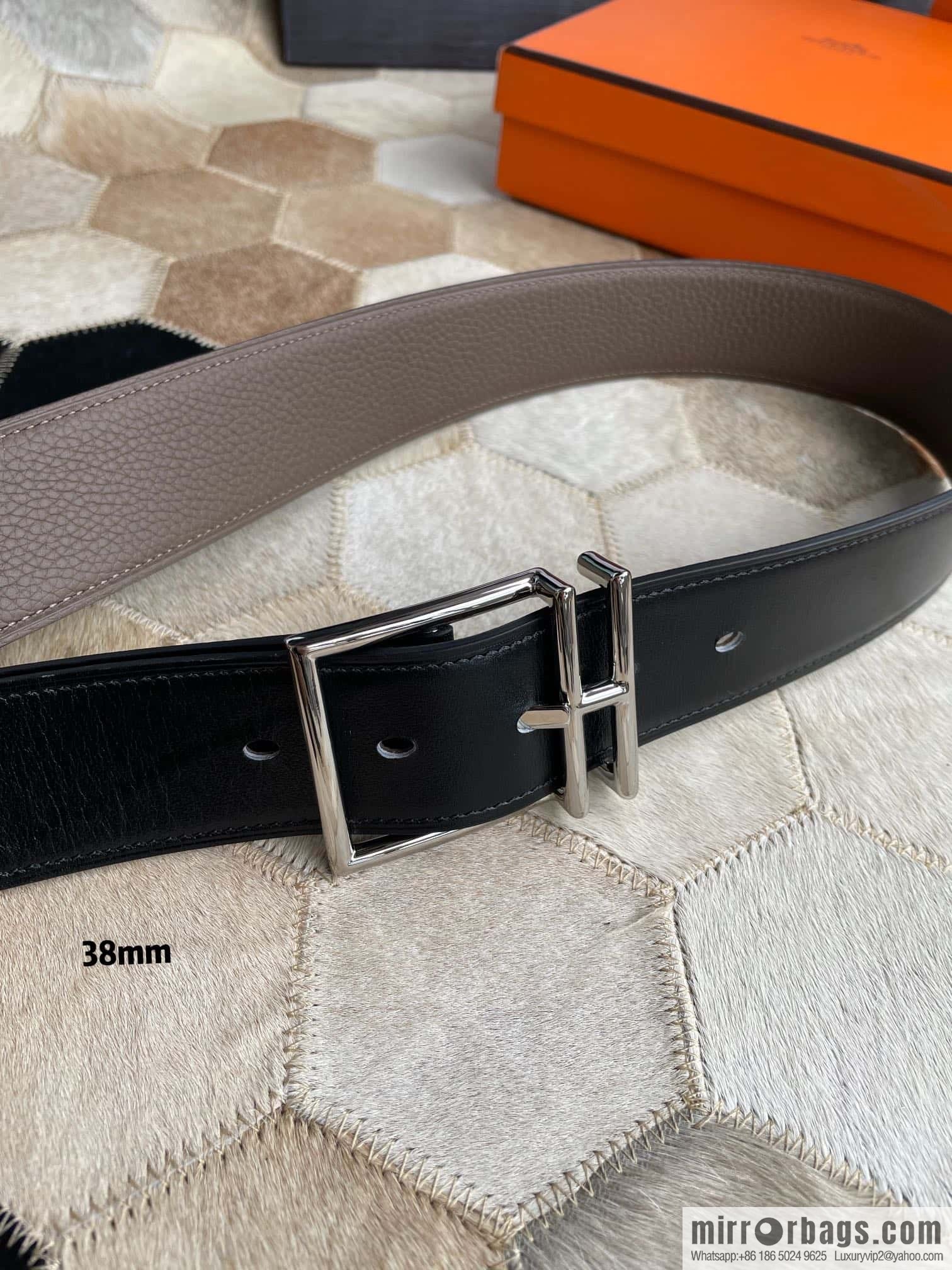 Hermes Hermes Hathan Width: 40mm Palladium Plated/Gold Plated Buckle Double Sided Belt