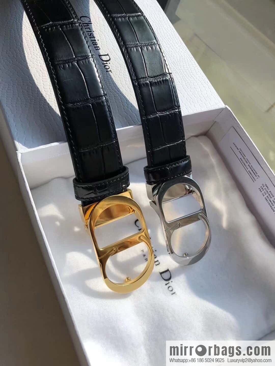 Dior CD clip buckle, crocodile belt 3.5CM
