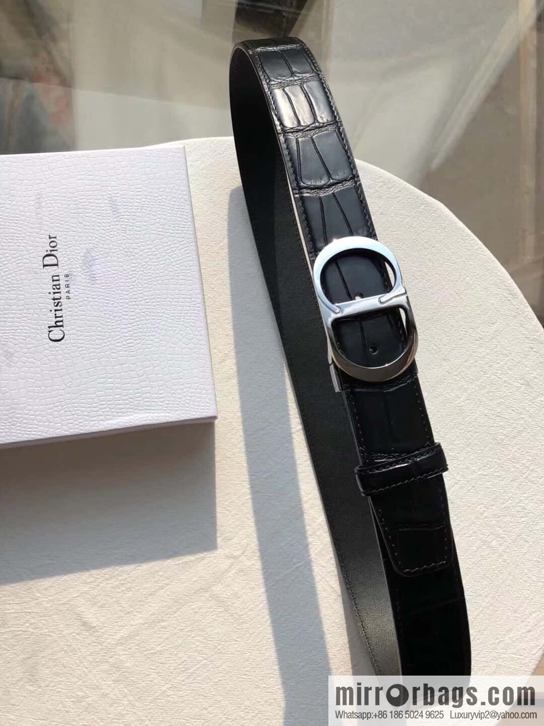 Dior CD clip buckle, crocodile belt 3.5CM