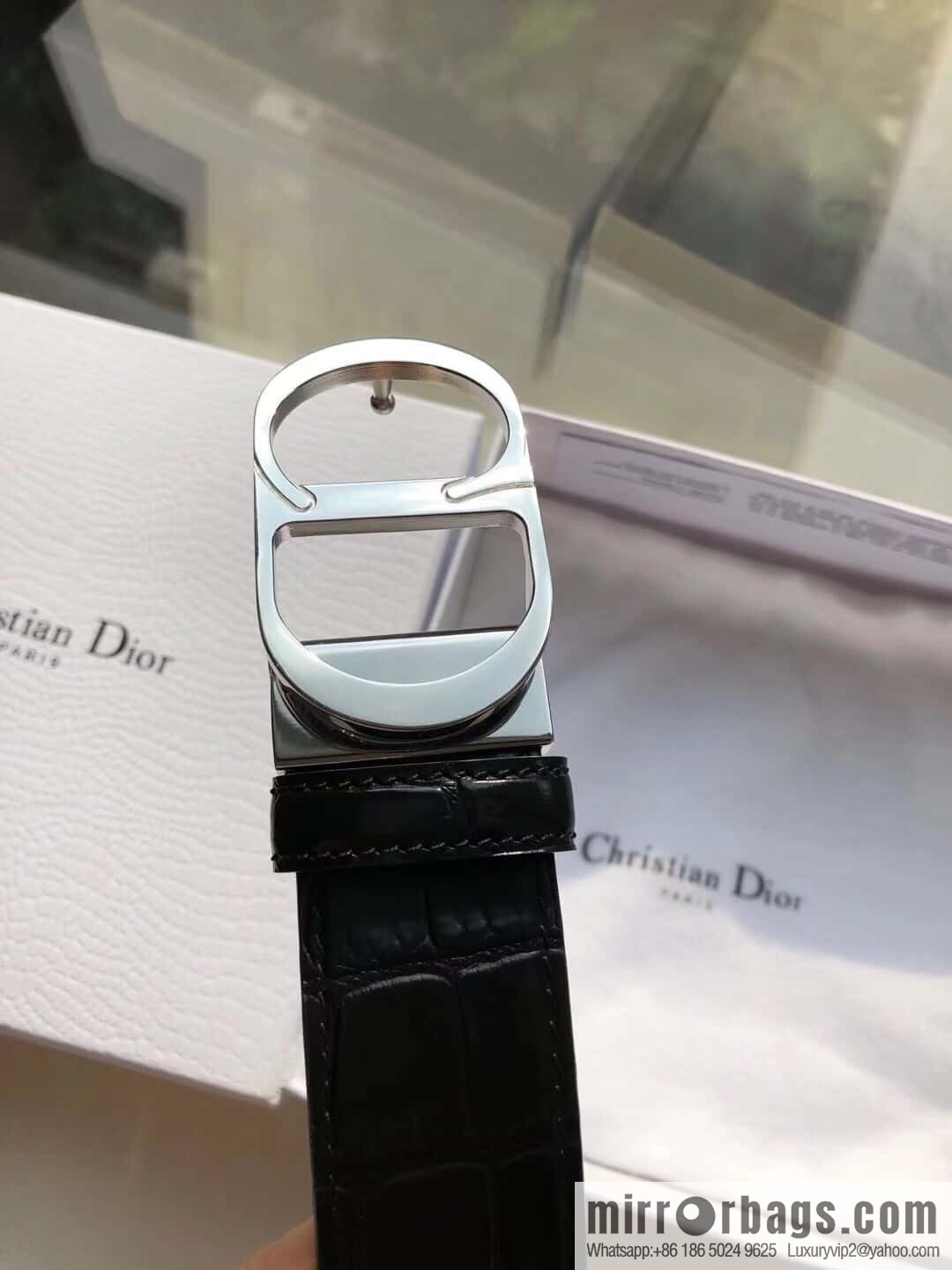 Dior CD clip buckle, crocodile belt 3.5CM