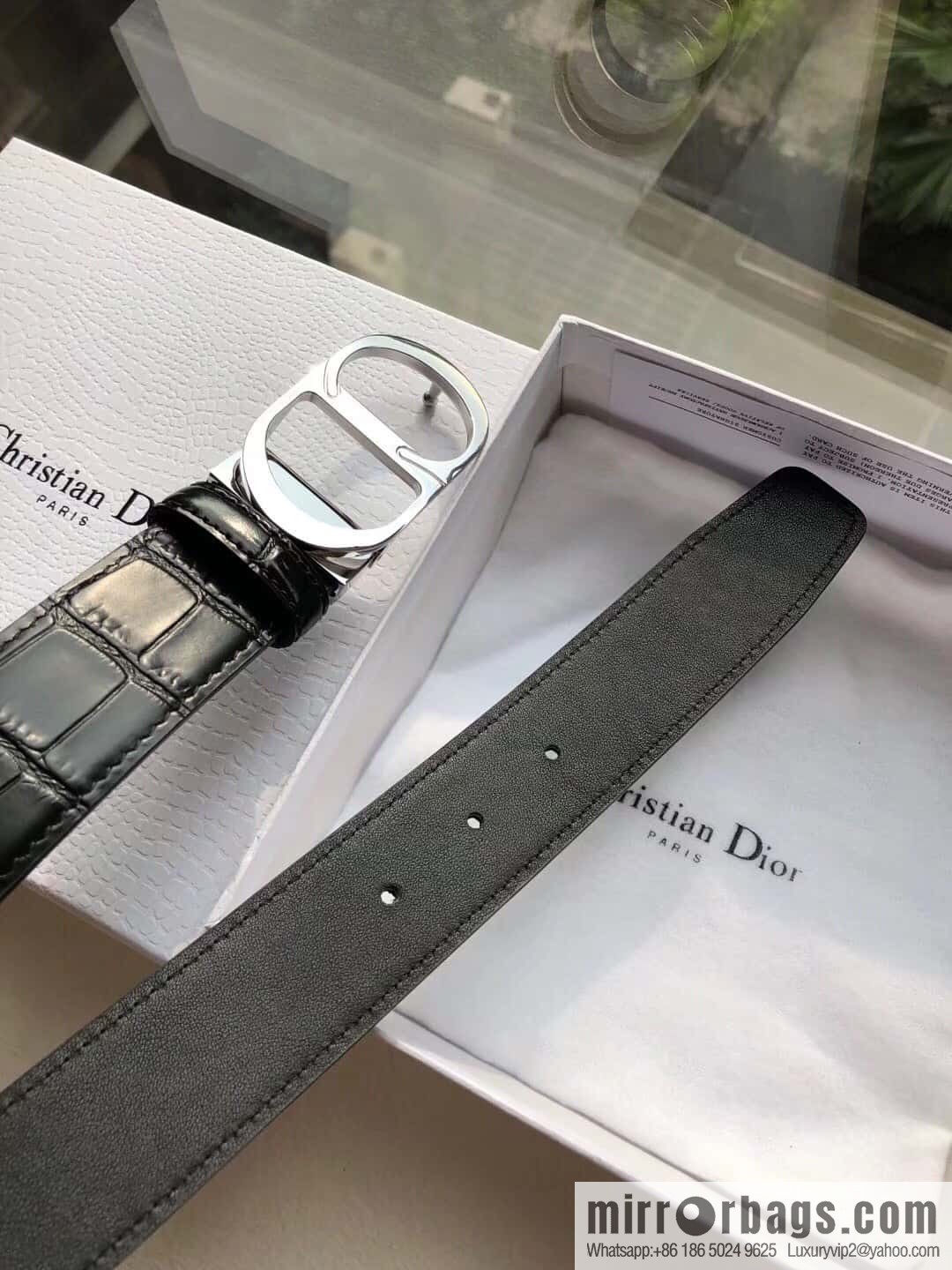 Dior CD clip buckle, crocodile belt 3.5CM