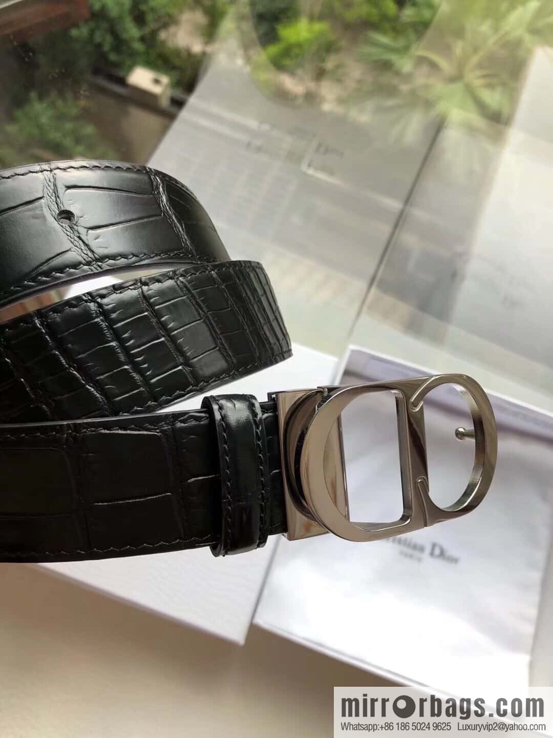 Dior CD clip buckle, crocodile belt 3.5CM
