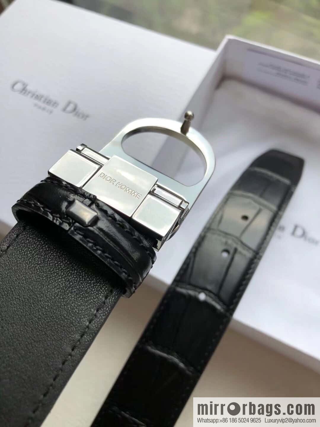 Dior CD clip buckle, crocodile belt 3.5CM