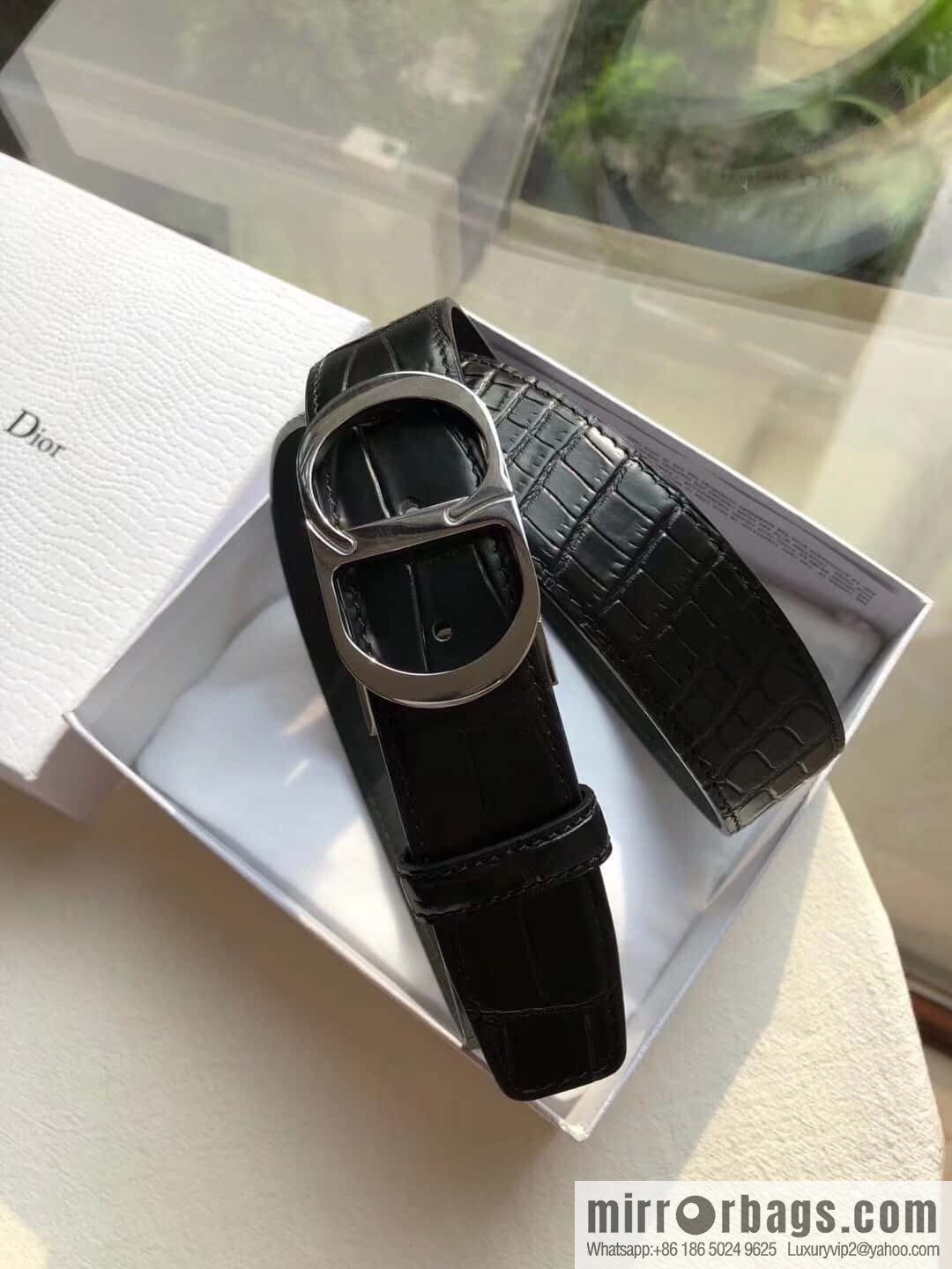 Dior CD clip buckle, crocodile belt 3.5CM