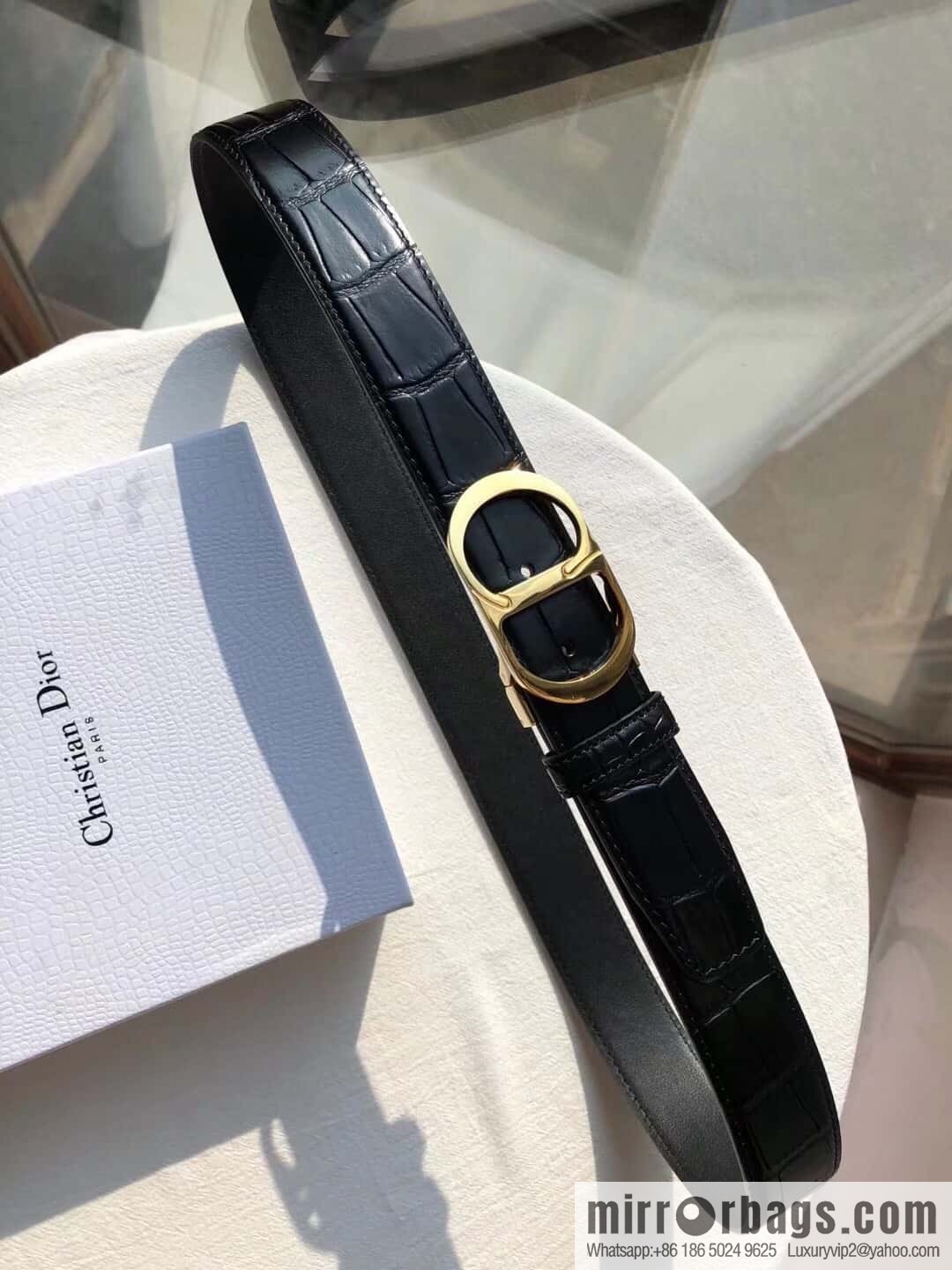 Dior CD clip buckle, crocodile belt 3.5CM