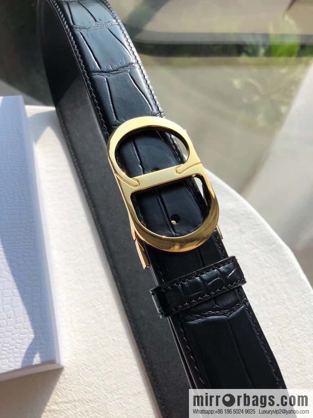 Dior CD clip buckle, crocodile belt 3.5CM