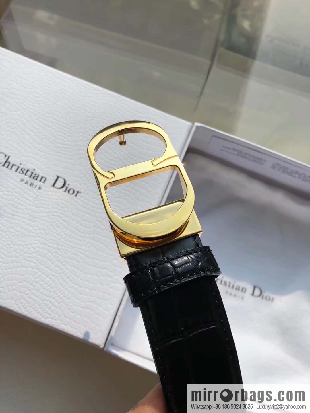 Dior CD clip buckle, crocodile belt 3.5CM