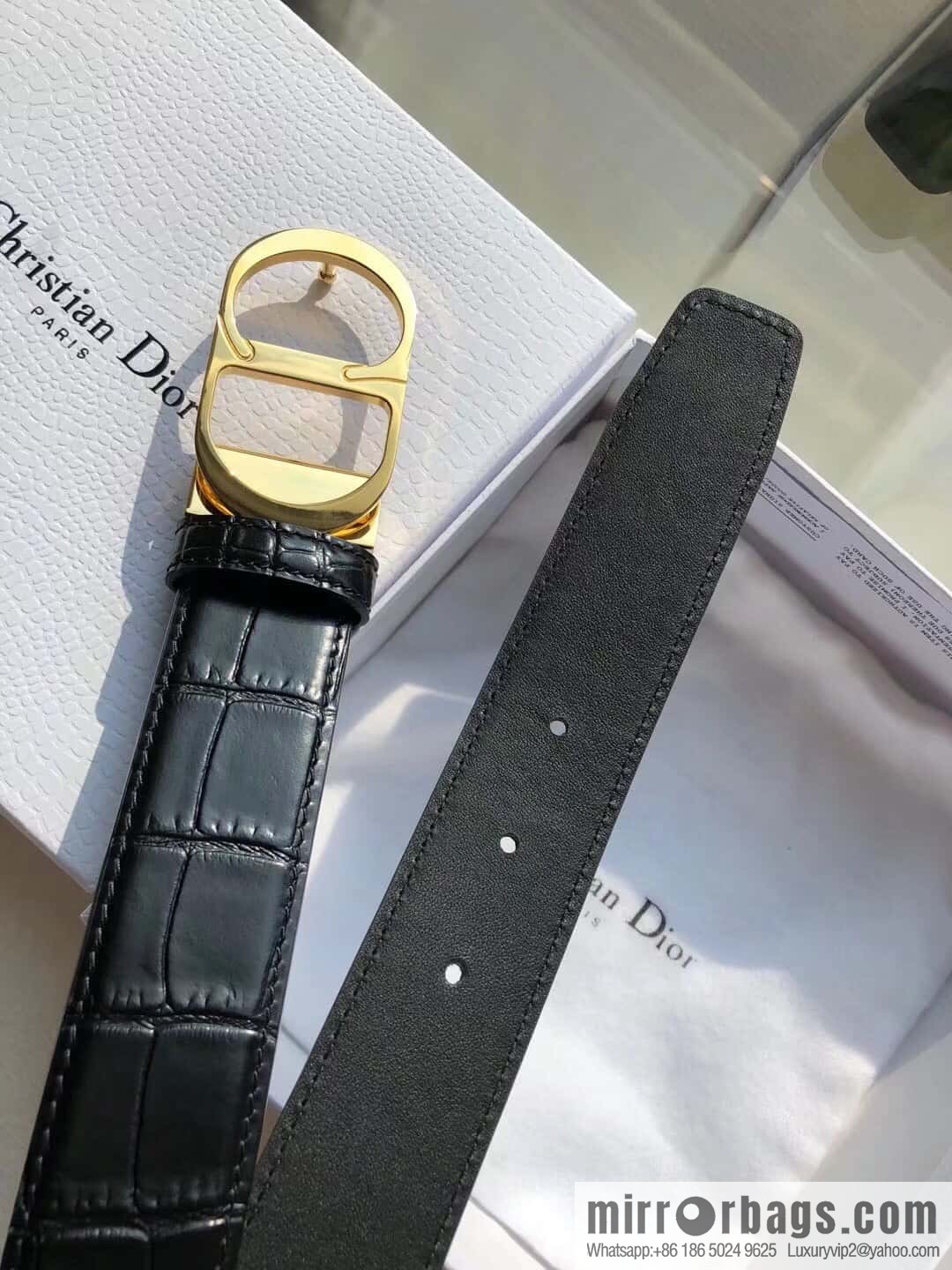 Dior CD clip buckle, crocodile belt 3.5CM