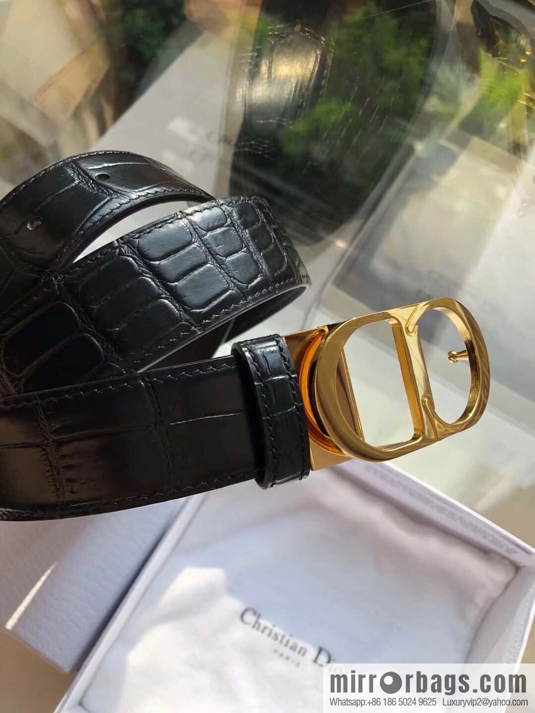 Dior CD clip buckle, crocodile belt 3.5CM