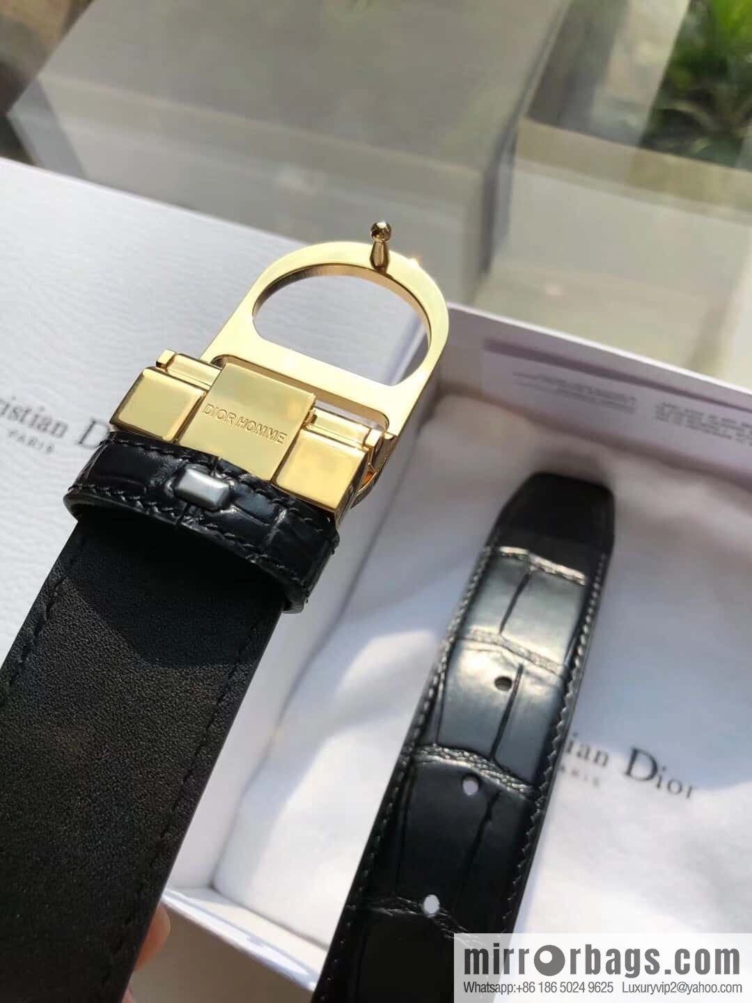 Dior CD clip buckle, crocodile belt 3.5CM