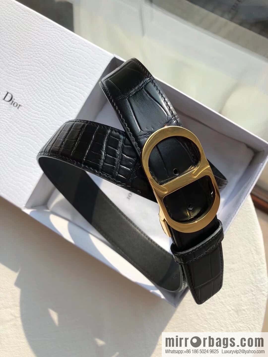 Dior CD clip buckle, crocodile belt 3.5CM