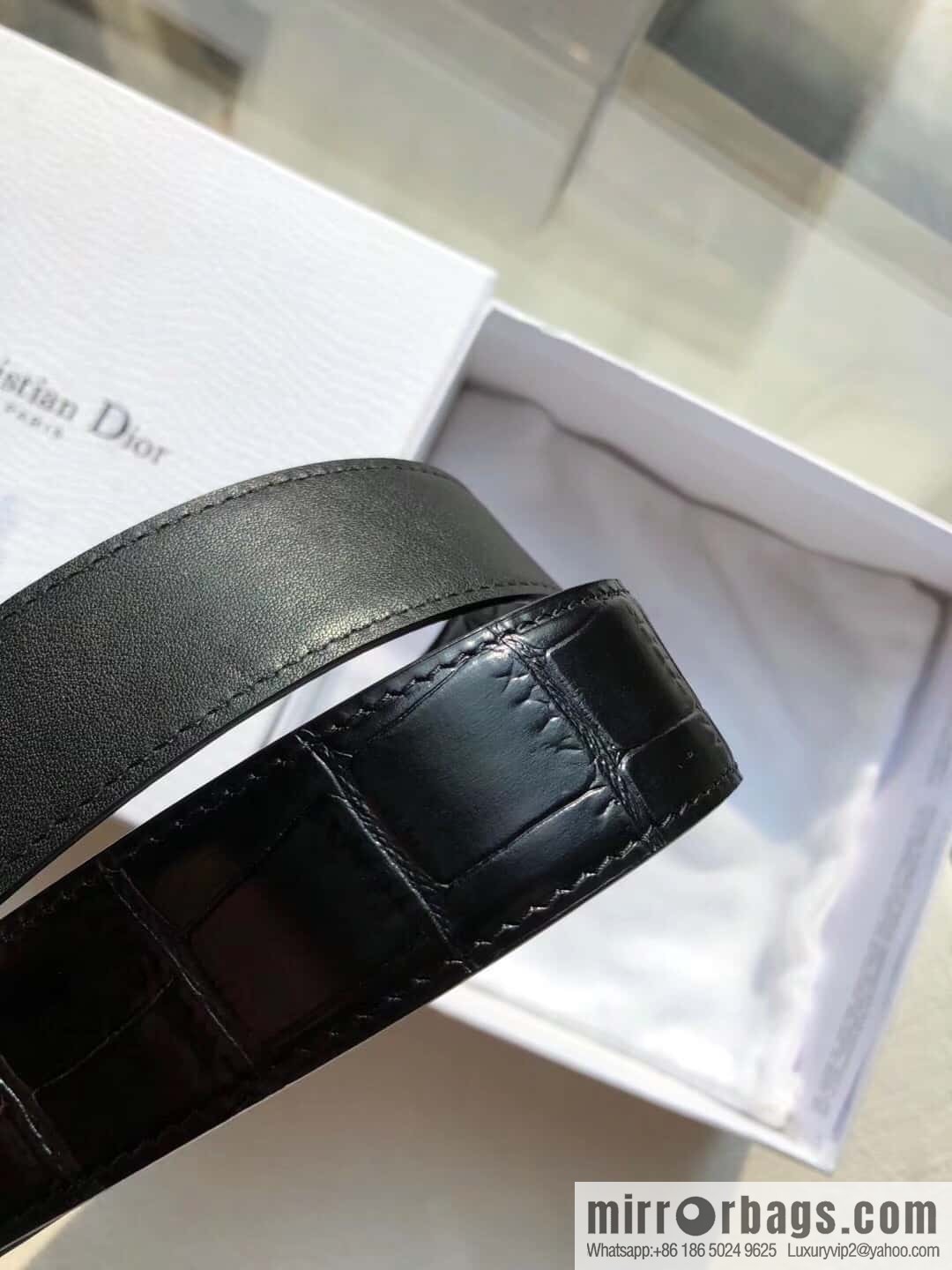 Dior CD clip buckle, crocodile belt 3.5CM