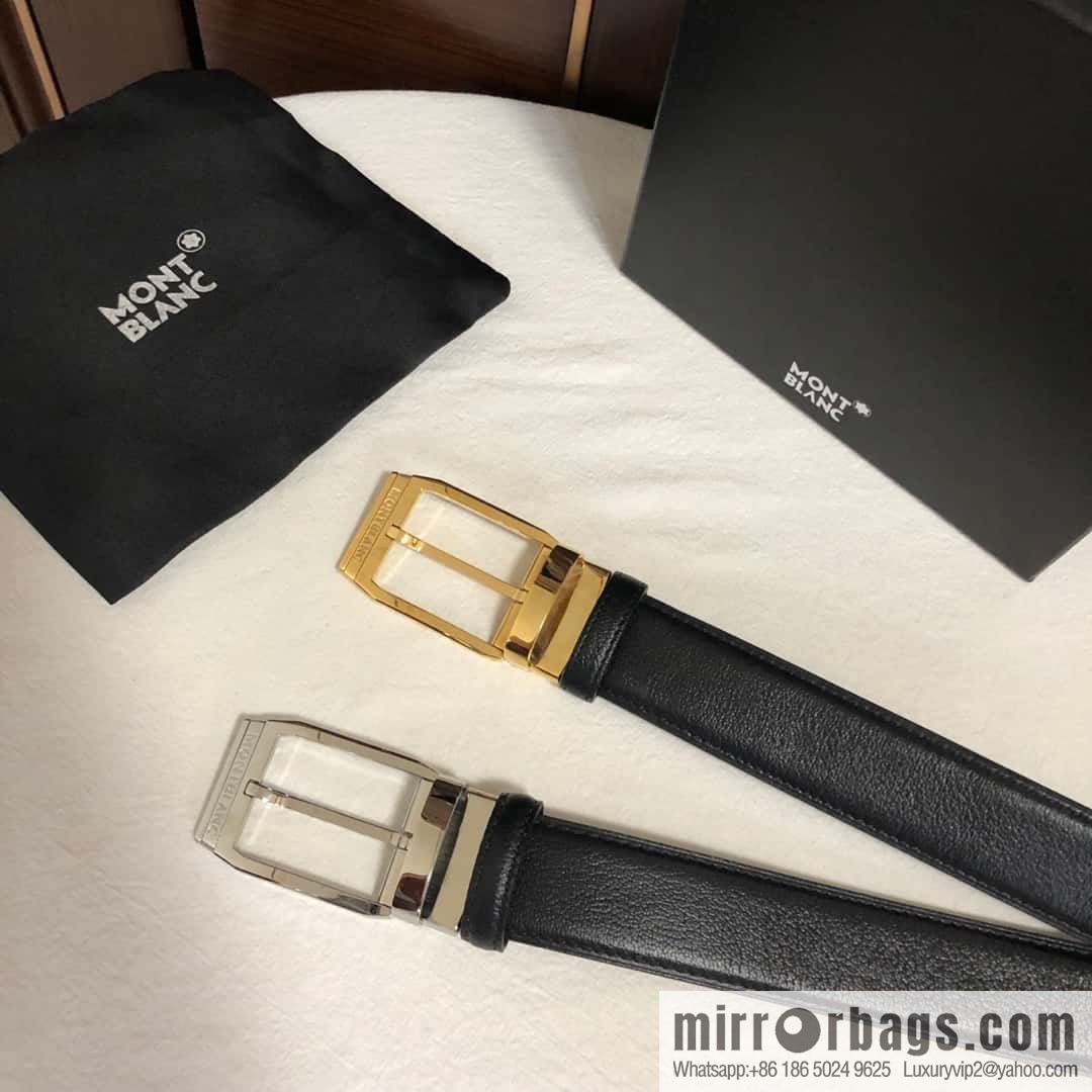 MONTBLANC Montblanc, top layer cowhide sheep texture 3.5cm needle metal buckle men's belt