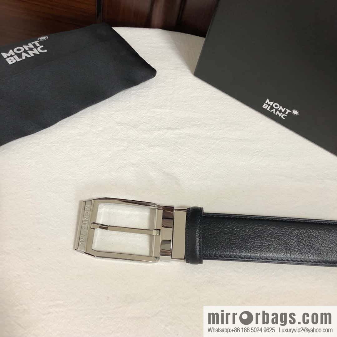 MONTBLANC Montblanc, top layer cowhide sheep texture 3.5cm needle metal buckle men's belt