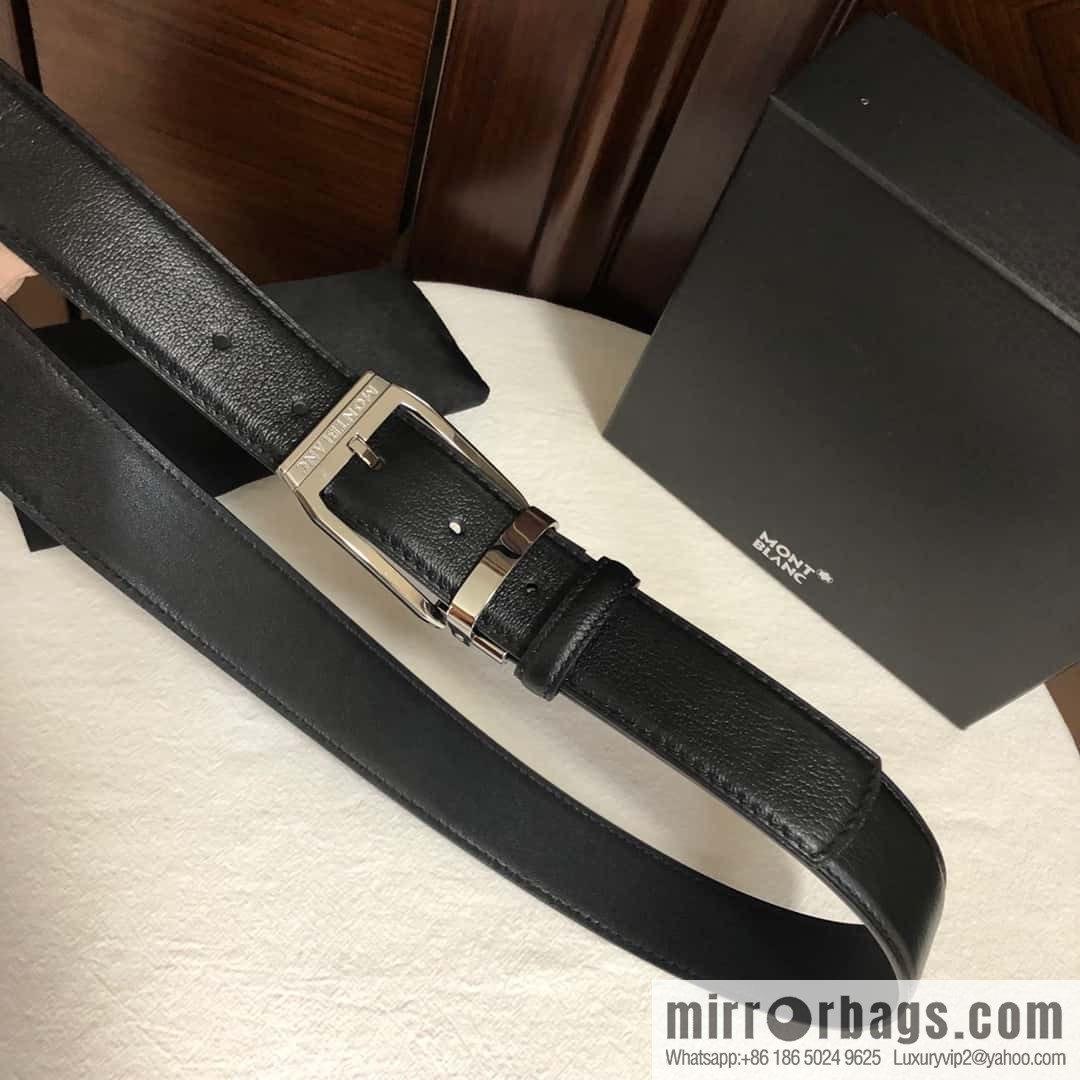 MONTBLANC Montblanc, top layer cowhide sheep texture 3.5cm needle metal buckle men's belt