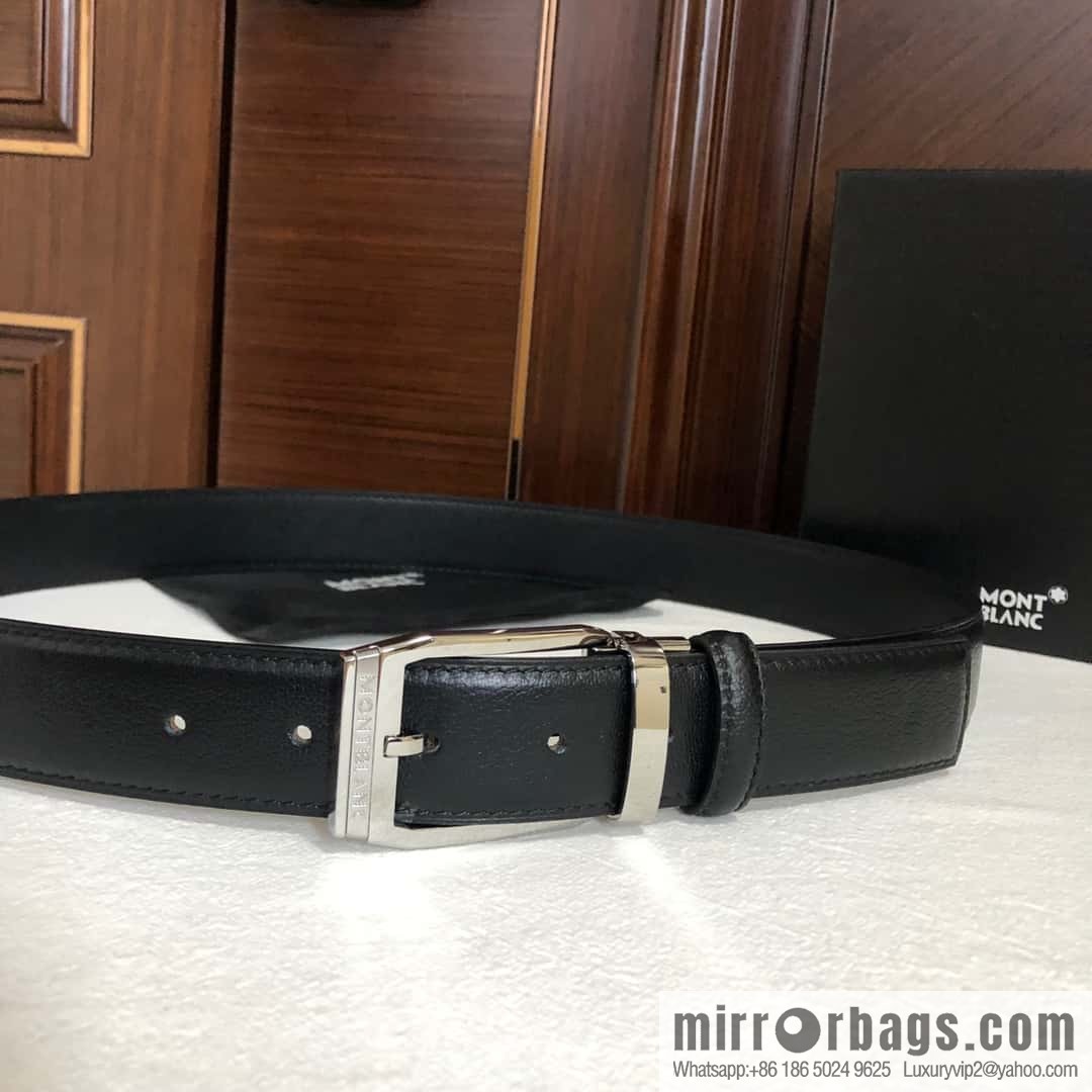 MONTBLANC Montblanc, top layer cowhide sheep texture 3.5cm needle metal buckle men's belt