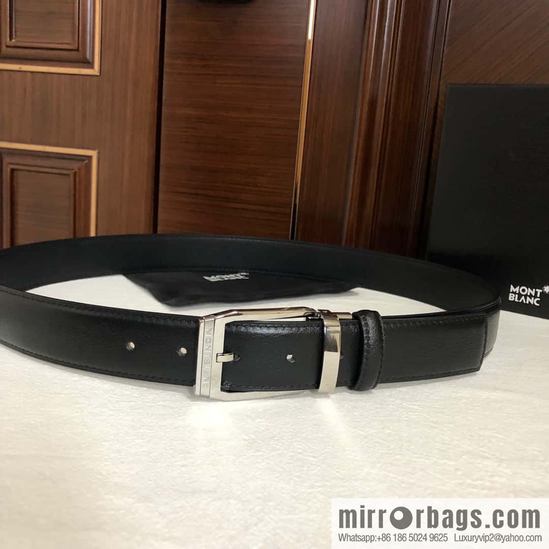 MONTBLANC Montblanc, top layer cowhide sheep texture 3.5cm needle metal buckle men's belt