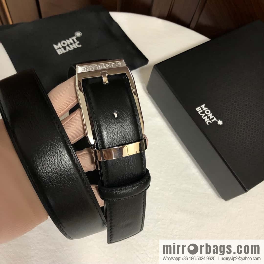 MONTBLANC Montblanc, top layer cowhide sheep texture 3.5cm needle metal buckle men's belt