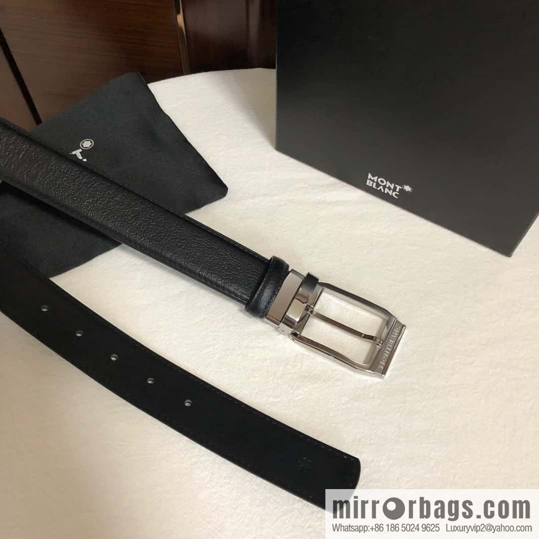MONTBLANC Montblanc, top layer cowhide sheep texture 3.5cm needle metal buckle men's belt