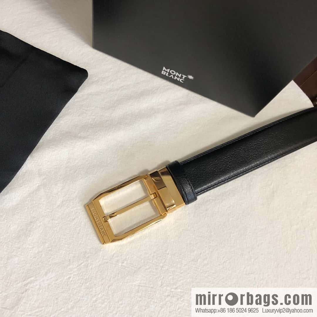 MONTBLANC Montblanc, top layer cowhide sheep texture 3.5cm needle metal buckle men's belt