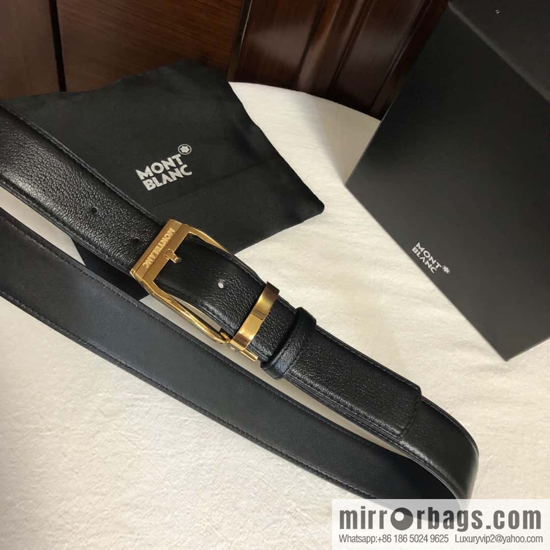 MONTBLANC Montblanc, top layer cowhide sheep texture 3.5cm needle metal buckle men's belt