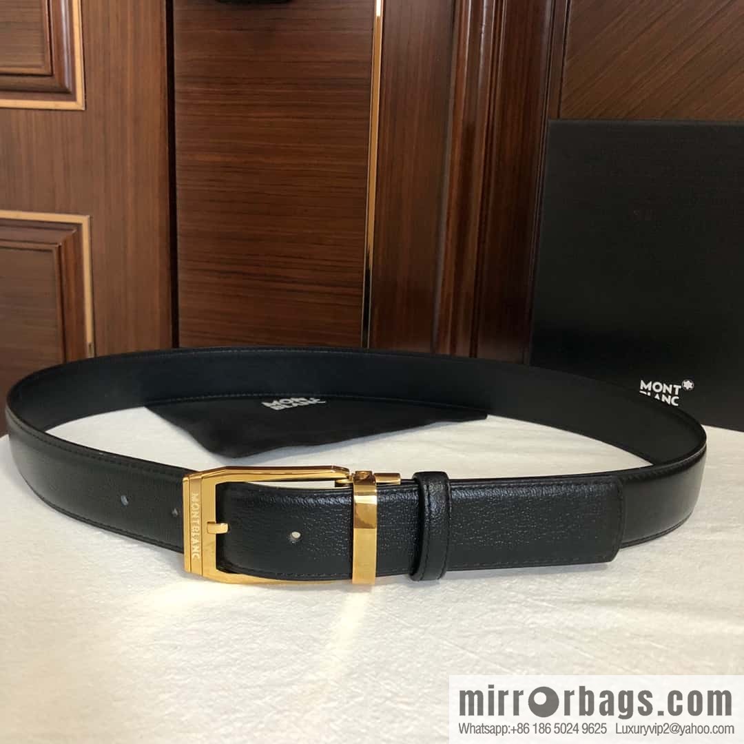 MONTBLANC Montblanc, top layer cowhide sheep texture 3.5cm needle metal buckle men's belt
