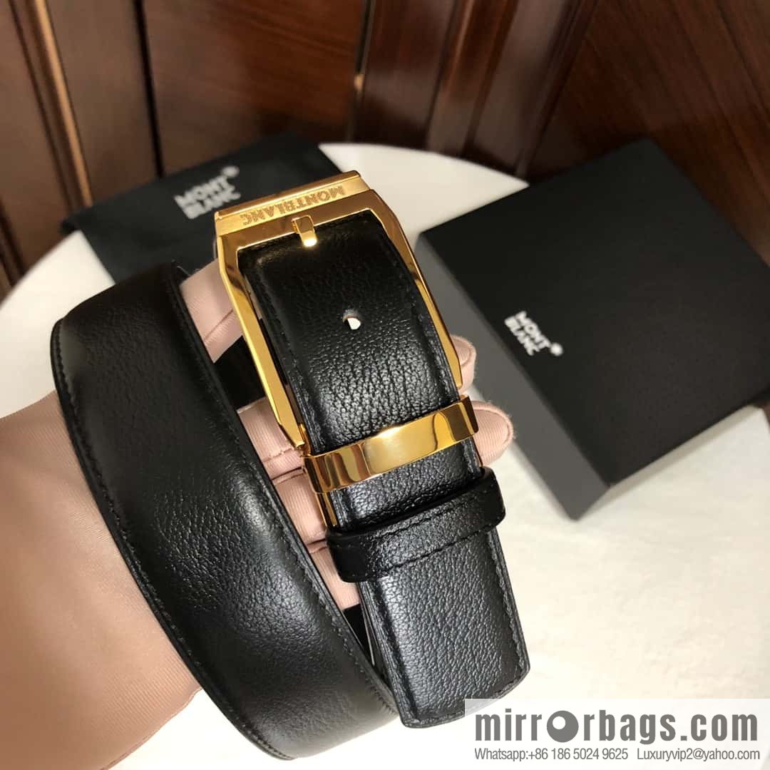 MONTBLANC Montblanc, top layer cowhide sheep texture 3.5cm needle metal buckle men's belt