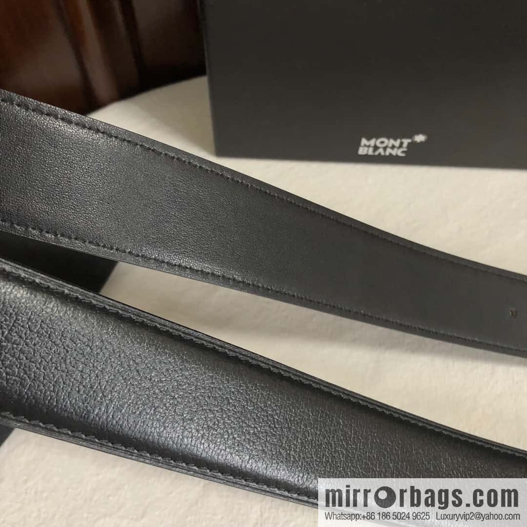 MONTBLANC Montblanc, top layer cowhide sheep texture 3.5cm needle metal buckle men's belt