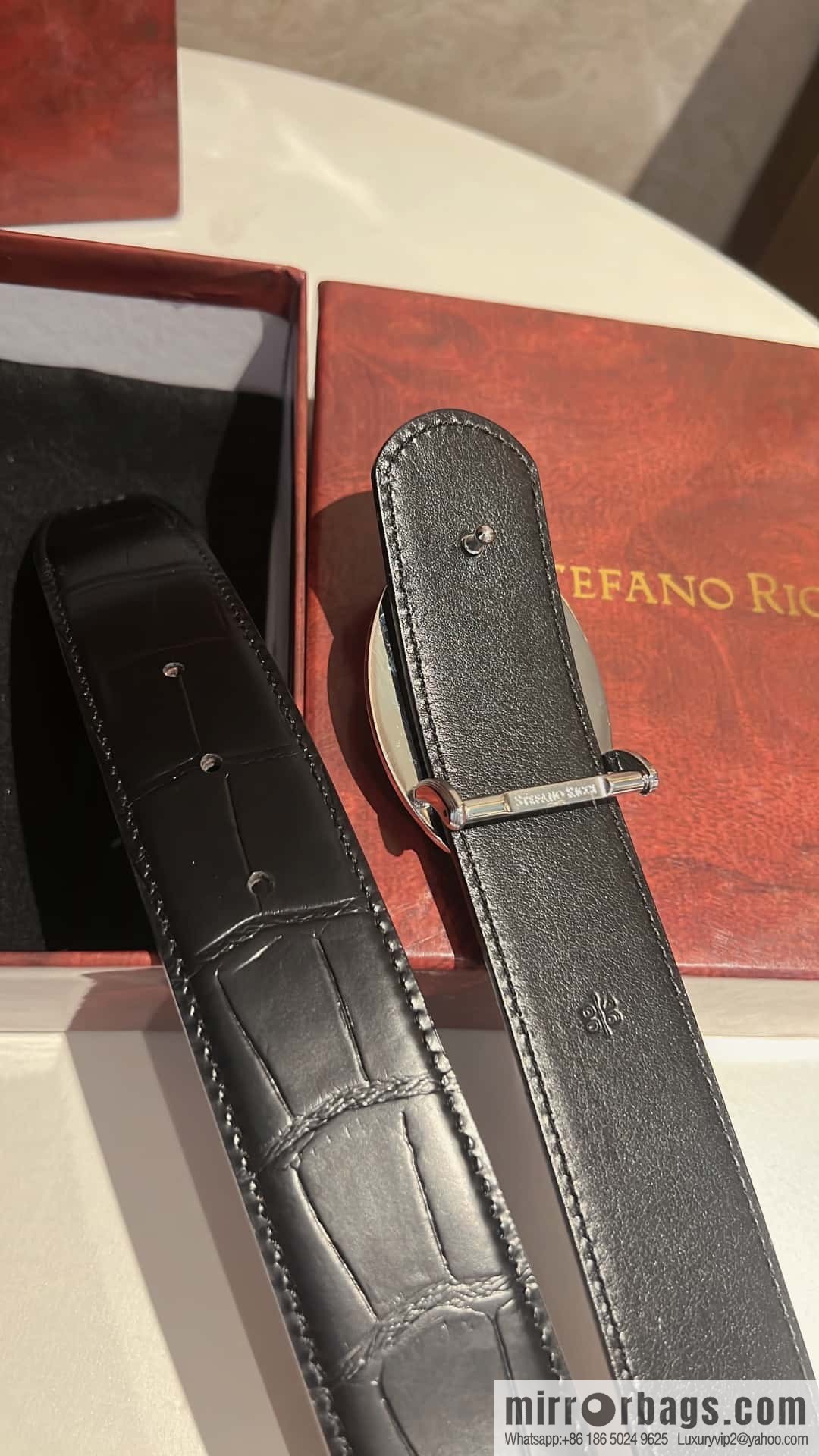 Stefano Ricci, stainless steel leopard buckle, crocodile belt 3.8cm
