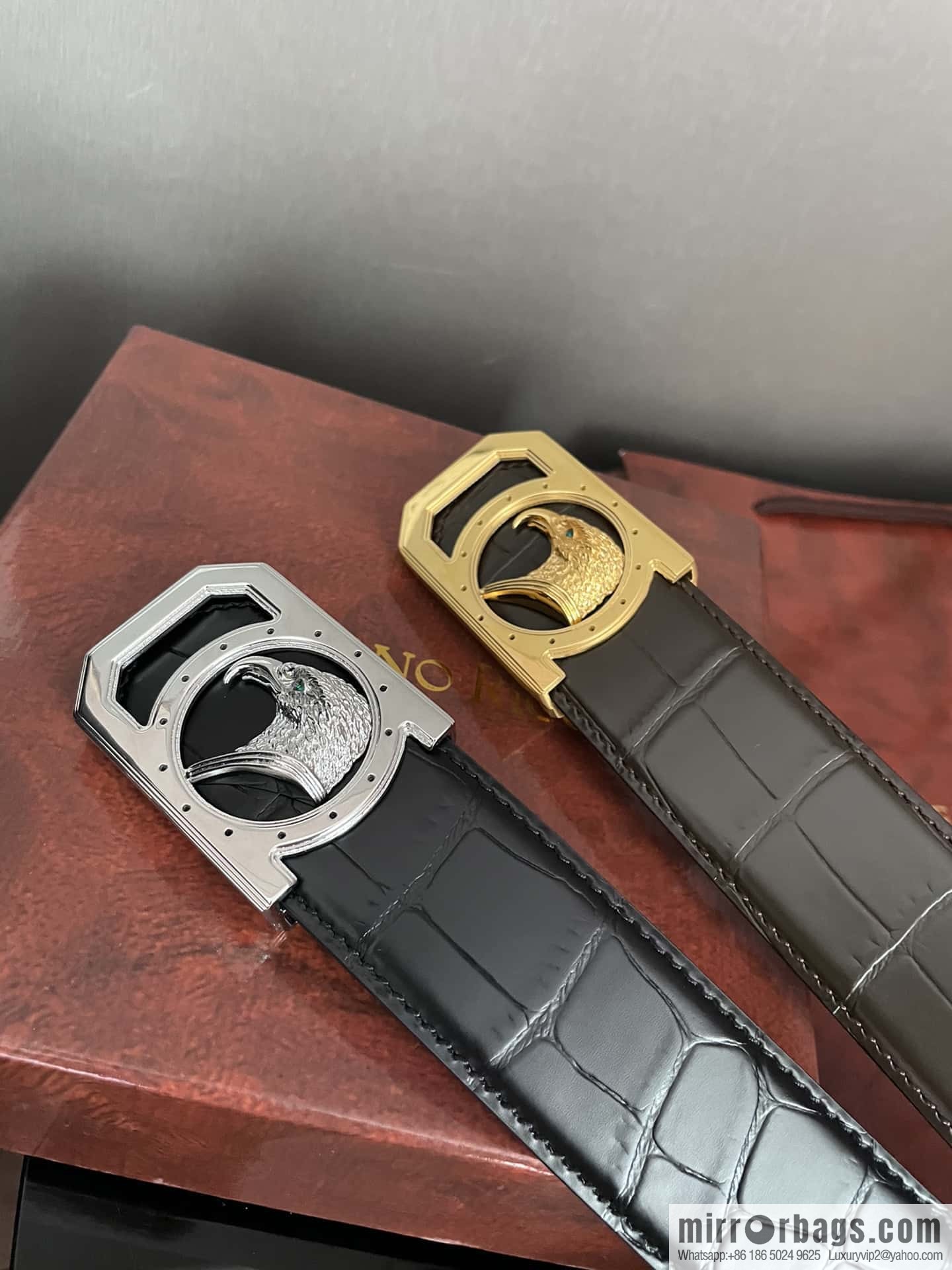 Stefano Ricci Stephen, Eagle Head Metal Buckle, Alligator Belt 3.8cm