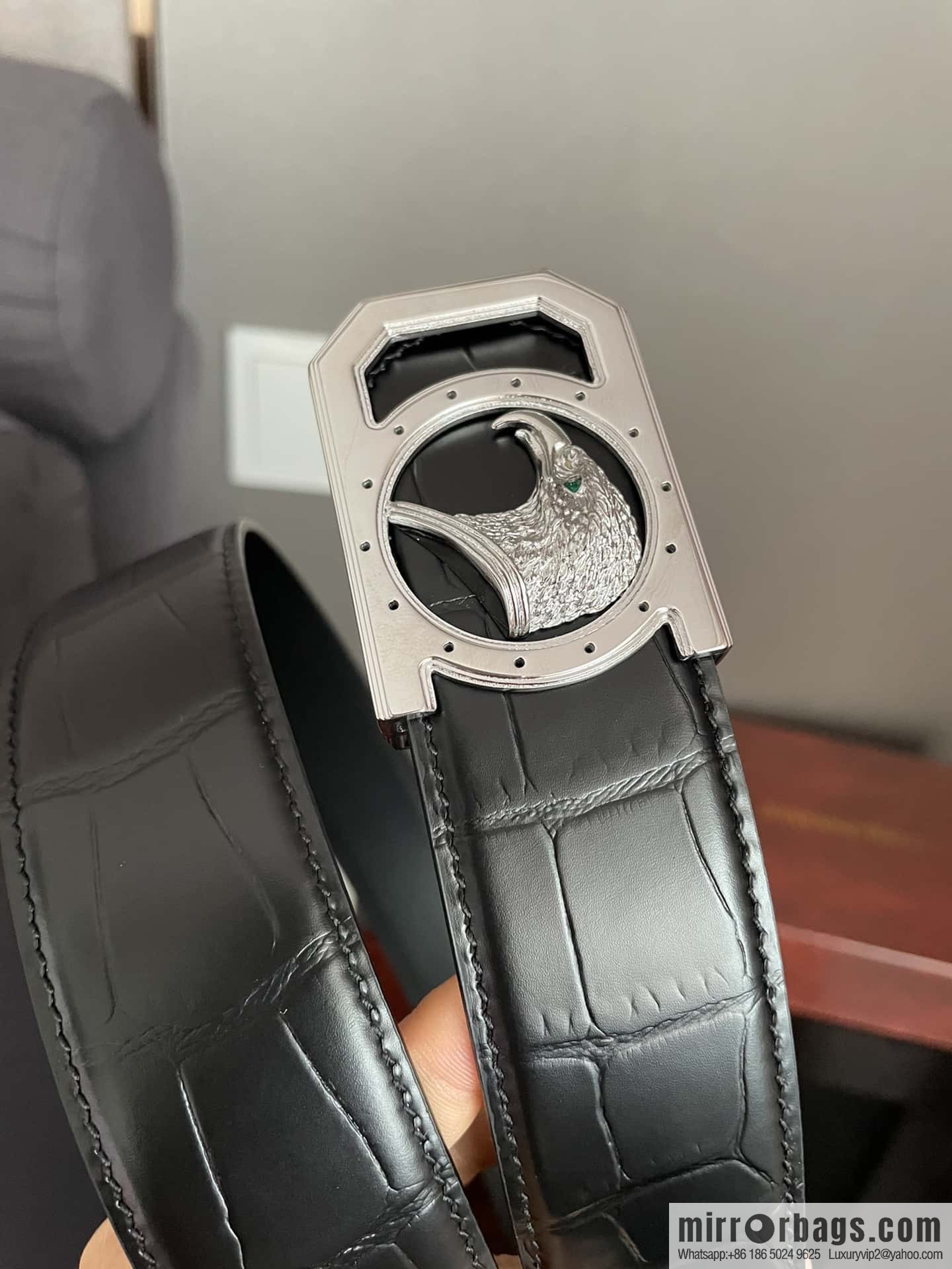 Stefano Ricci Stephen, Eagle Head Metal Buckle, Alligator Belt 3.8cm