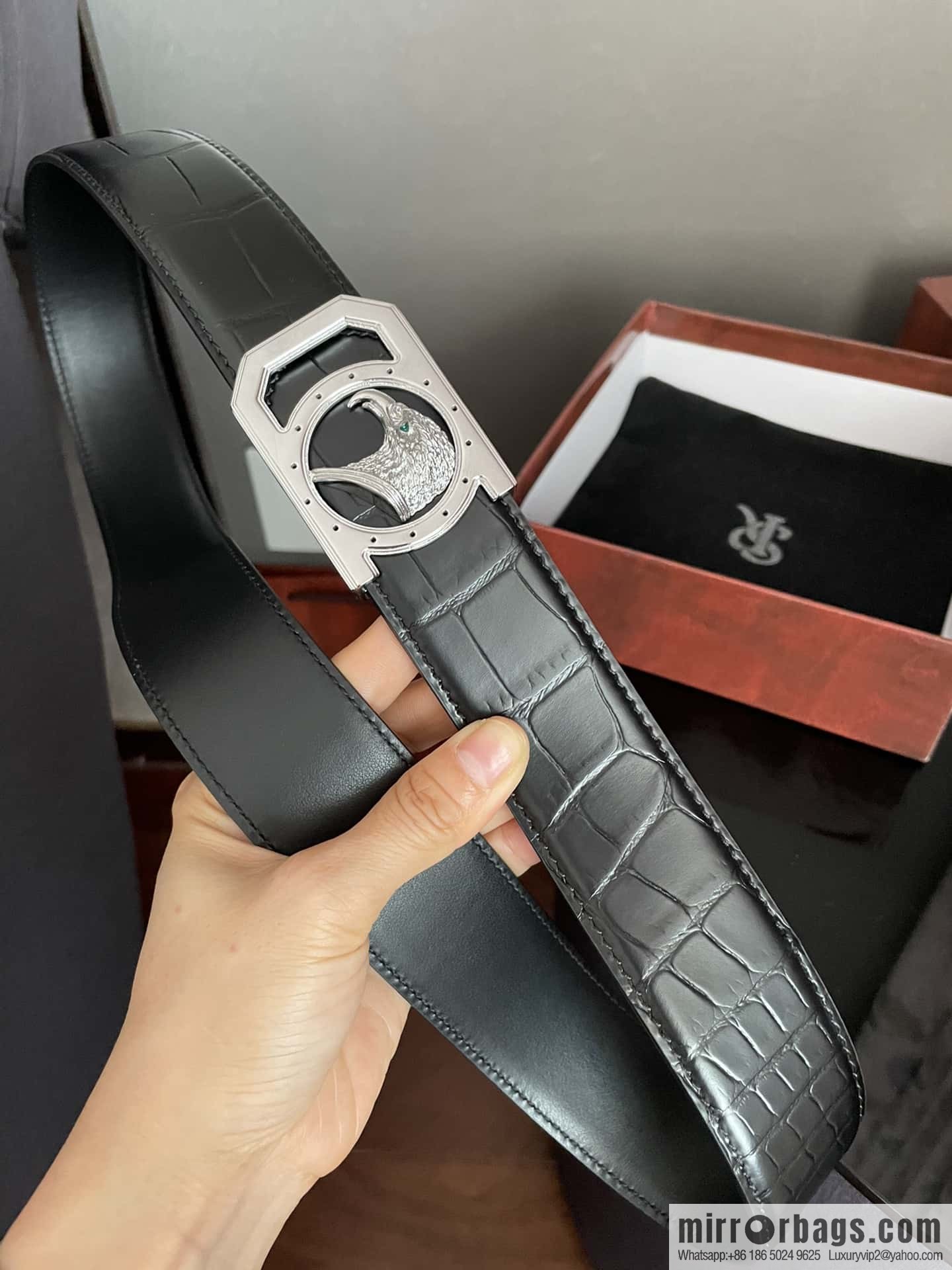 Stefano Ricci Stephen, Eagle Head Metal Buckle, Alligator Belt 3.8cm