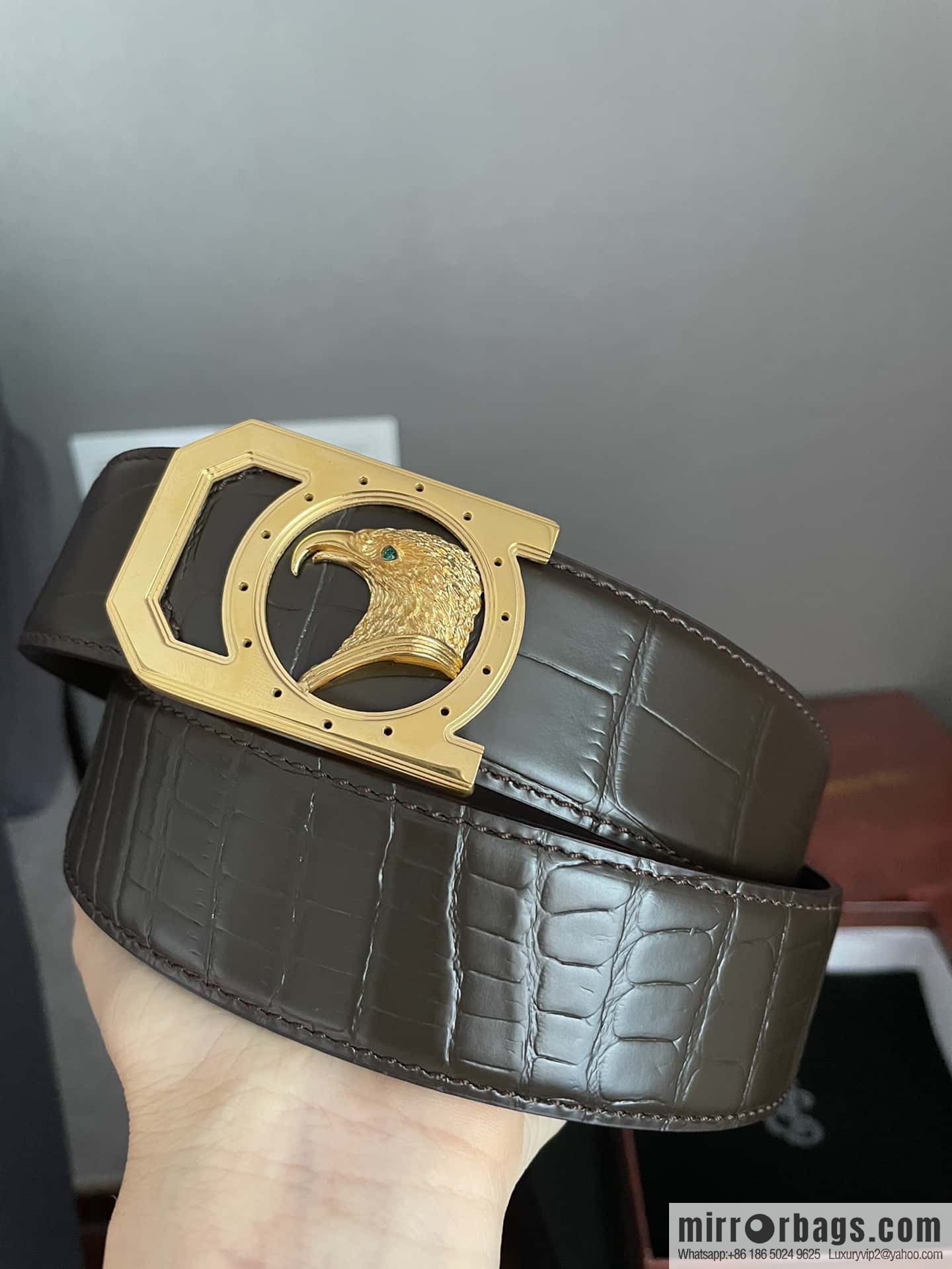 Stefano Ricci Stephen, Eagle Head Metal Buckle, Alligator Belt 3.8cm